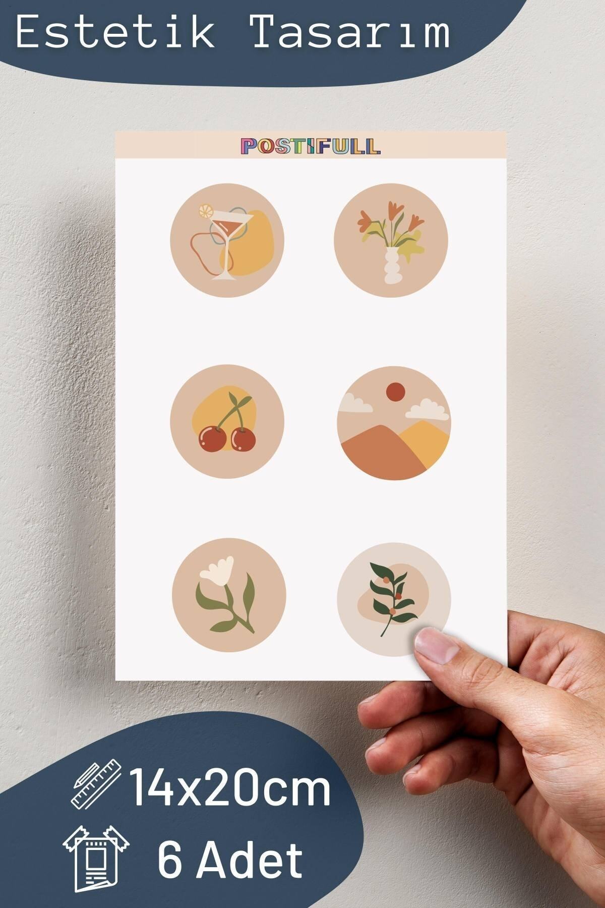 Boho Temalı Sticker Seti - 6 Adet Etiket Seti- Telefon, Tablet, Defter Laptop Uyumlu Etiket