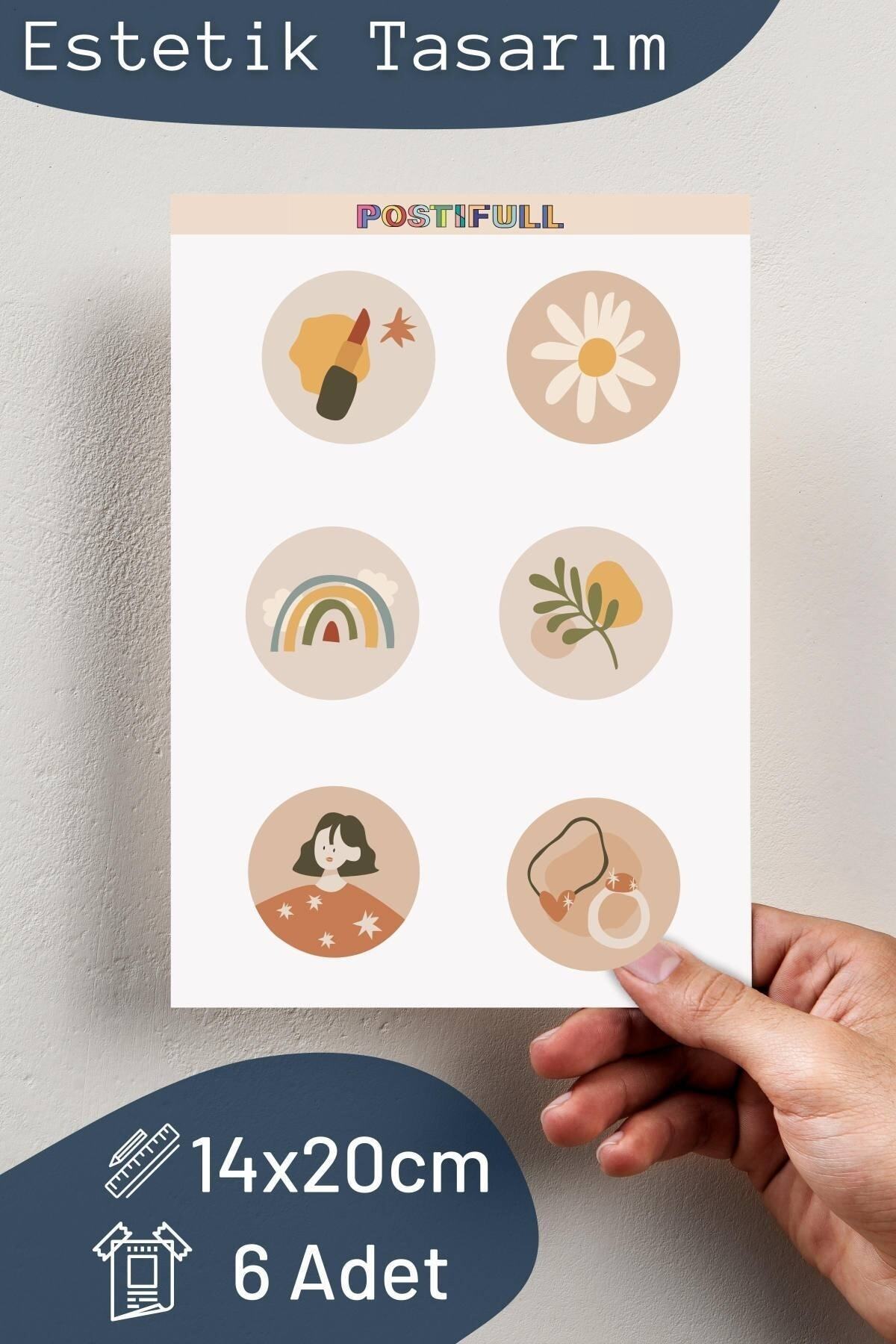 Boho Temalı Sticker Seti - 6 Adet Etiket Seti- Telefon, Tablet, Defter Laptop Uyumlu Etiket