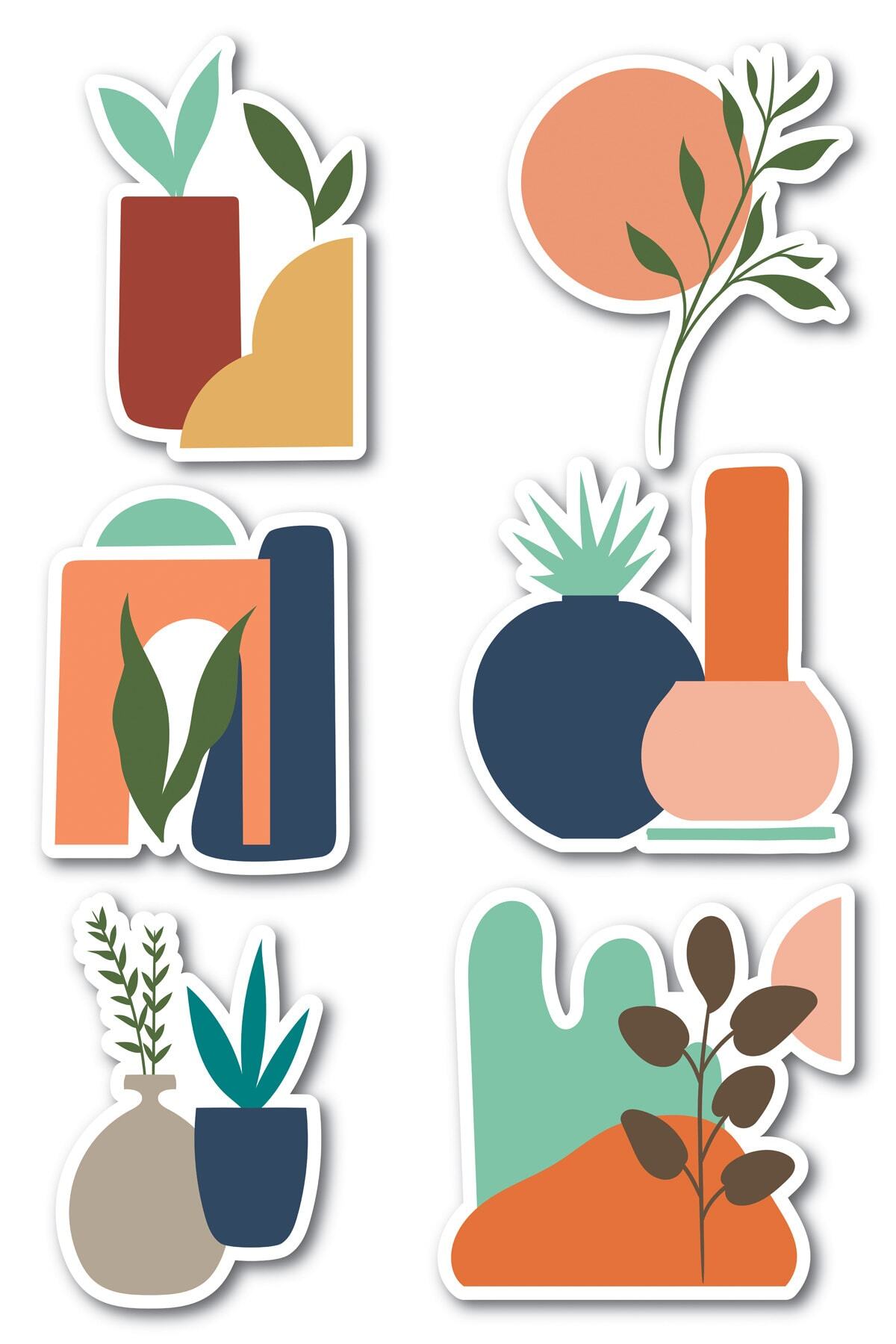 Boho Temalı Sticker Seti - 6 Adet Etiket Seti- Telefon, Tablet, Defter Laptop Uyumlu Etiket