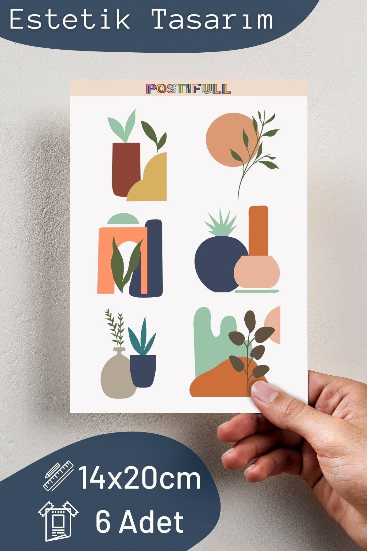 Boho Temalı Sticker Seti - 6 Adet Etiket Seti- Telefon, Tablet, Defter Laptop Uyumlu Etiket