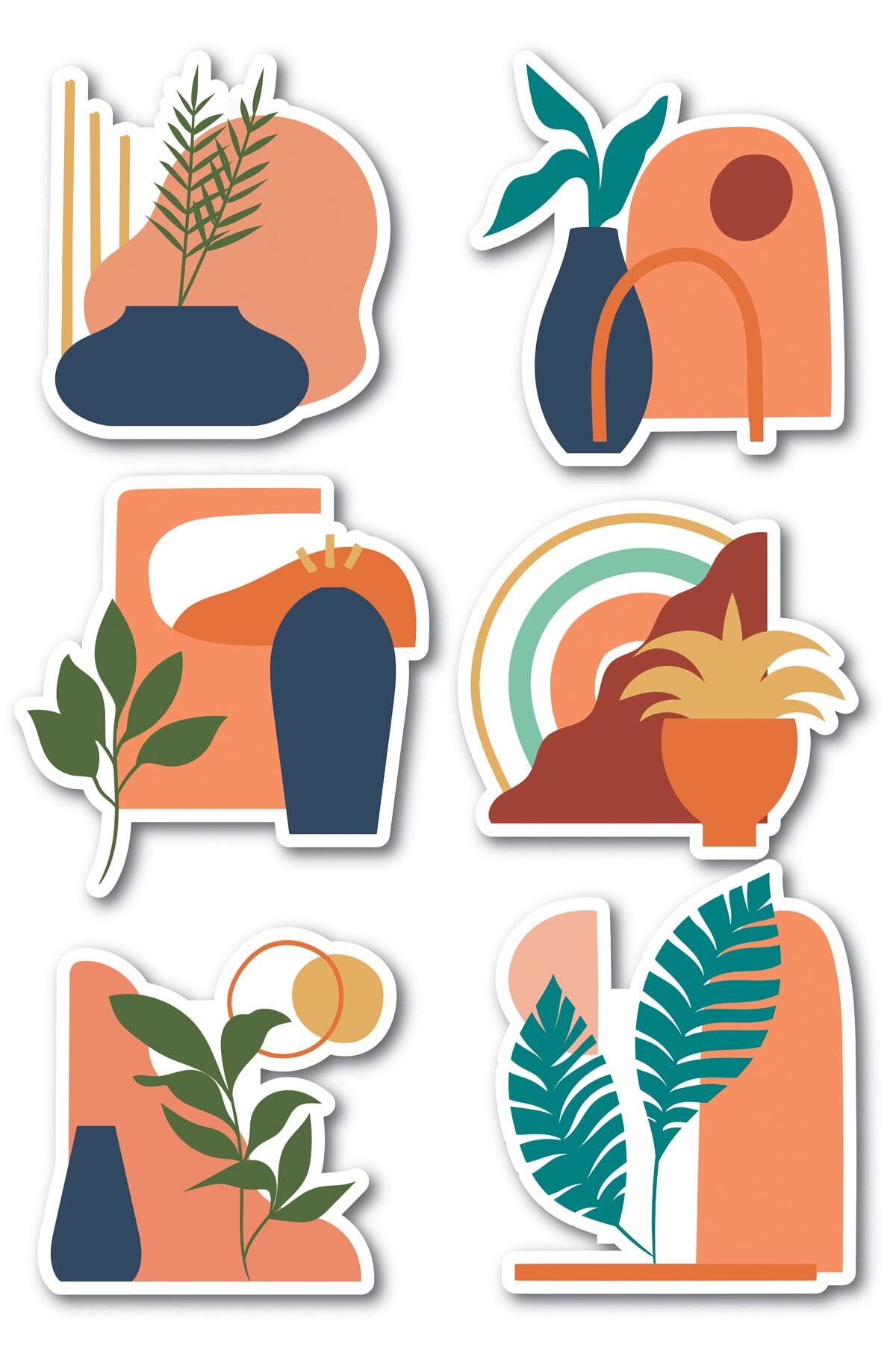 Boho Temalı Sticker Seti - 6 Adet Etiket Seti- Telefon, Tablet, Defter Laptop Uyumlu Etiket