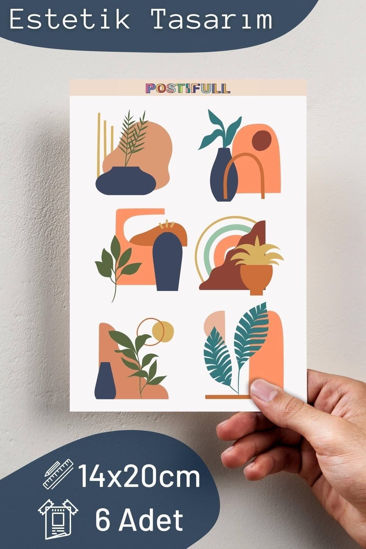 Boho Temalı Sticker Seti - 6 Adet Etiket Seti- Telefon, Tablet, Defter Laptop Uyumlu Etiket