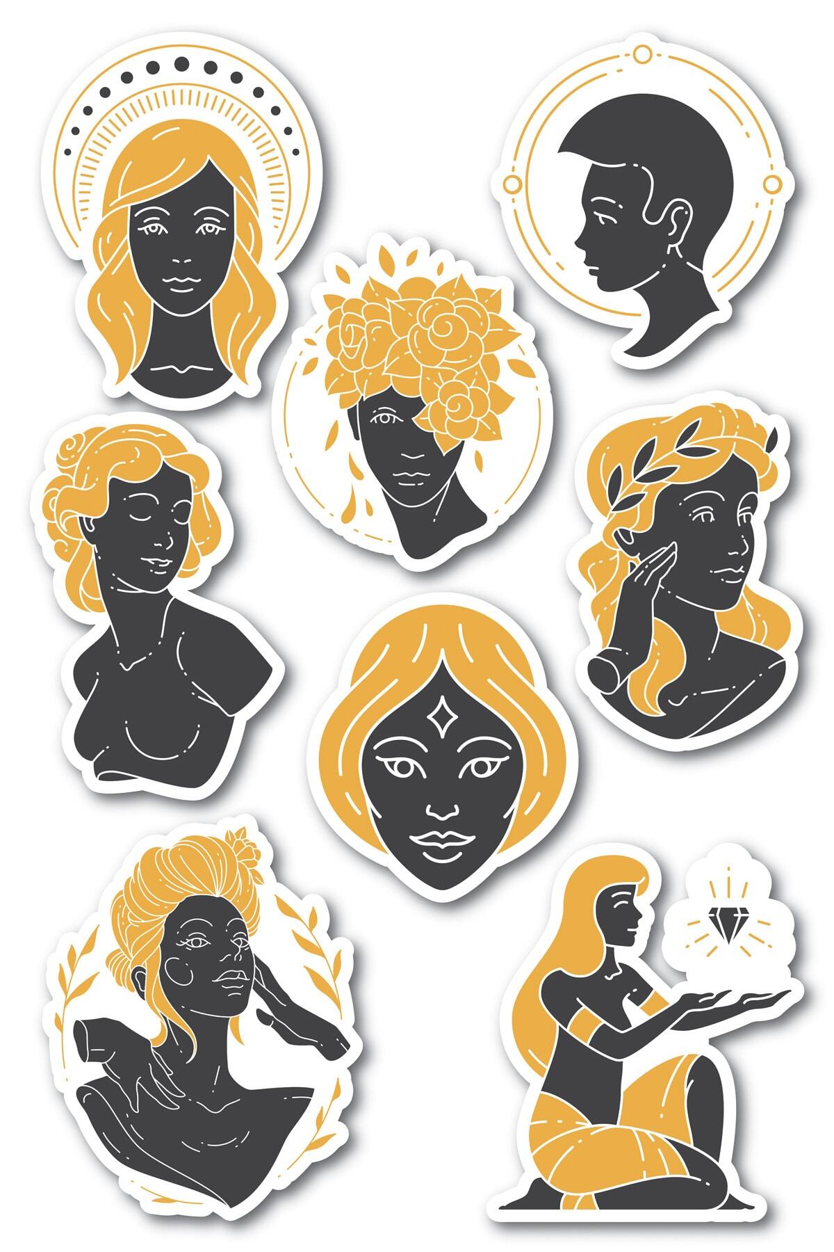 Boho Temalı Sticker Seti - 8 Adet Etiket Seti- Telefon, Tablet, Defter Laptop Uyumlu Etiket