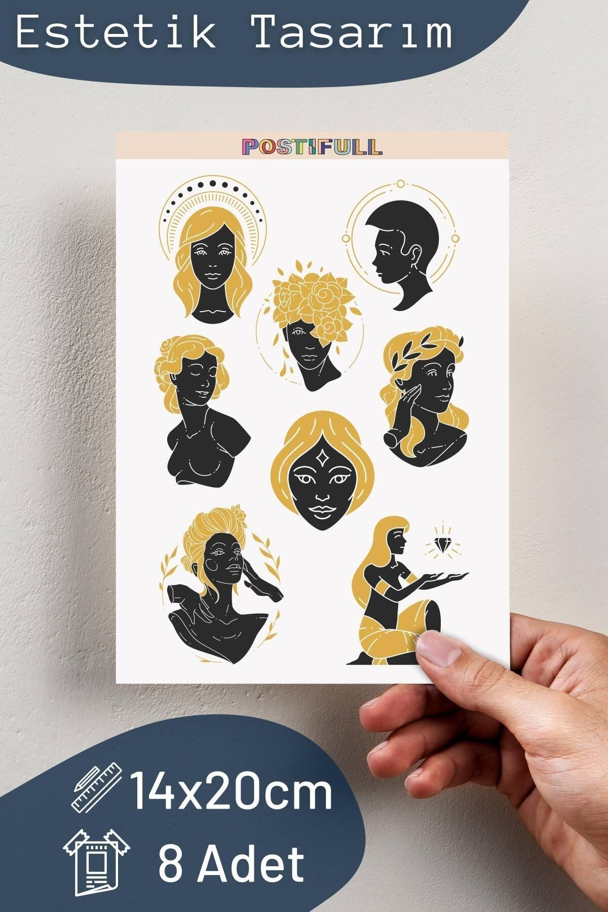 Boho Temalı Sticker Seti - 8 Adet Etiket Seti- Telefon, Tablet, Defter Laptop Uyumlu Etiket