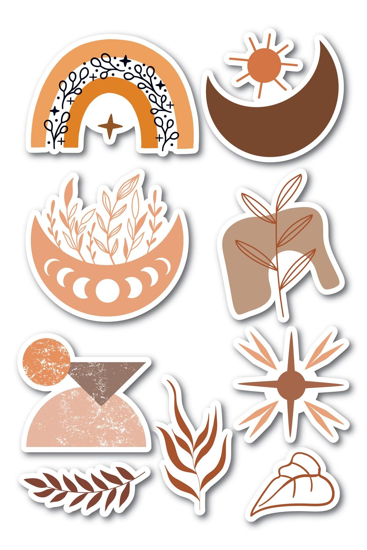 Boho Temalı Sticker Seti - 9 Adet Etiket Seti- Telefon, Tablet, Defter Laptop Uyumlu Etiket
