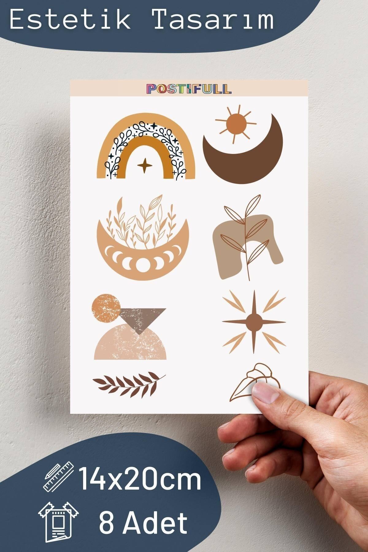 Boho Temalı Sticker Seti - 9 Adet Etiket Seti- Telefon, Tablet, Defter Laptop Uyumlu Etiket