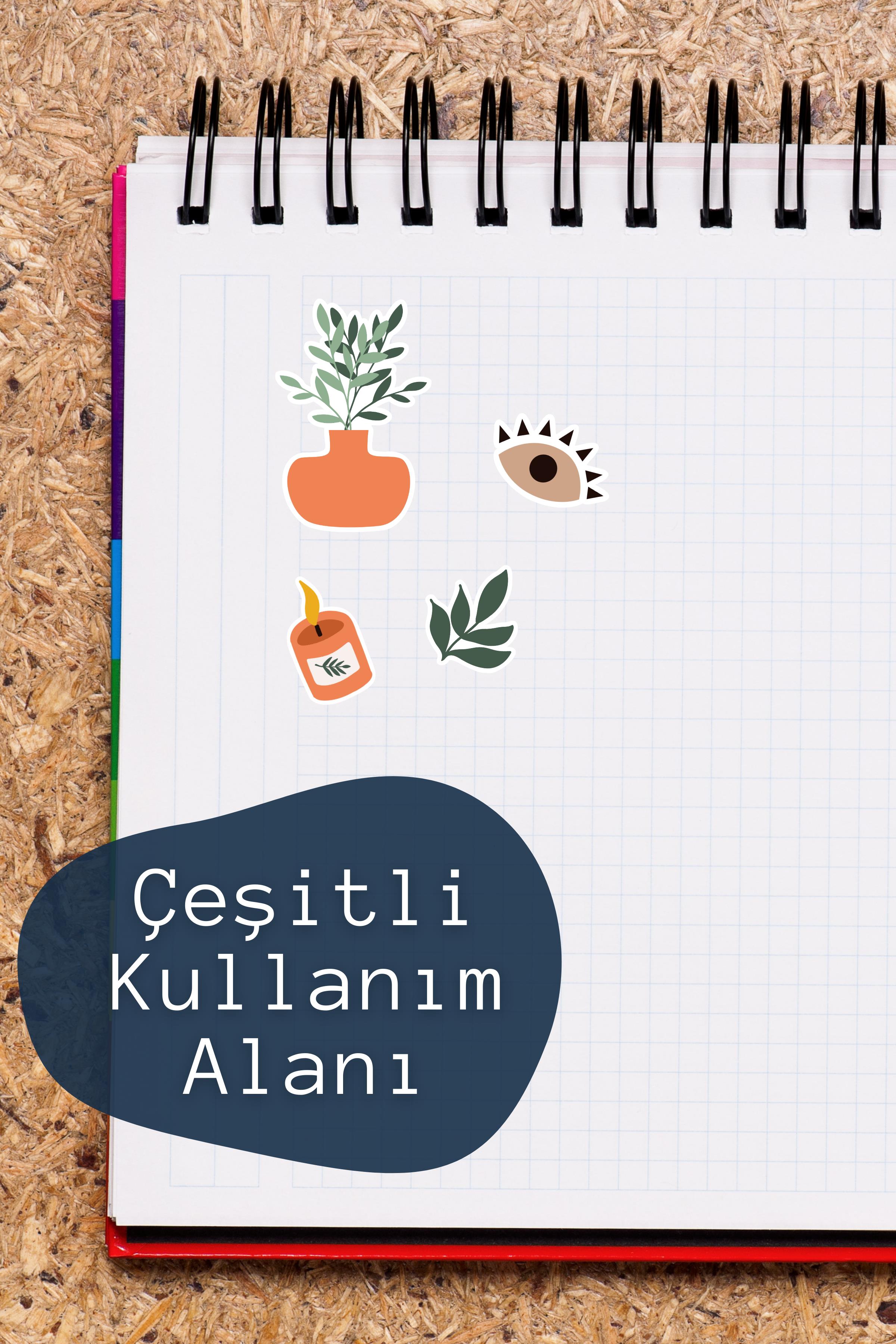 Boho Temalı Sticker ve Etiket Seti - Orta Boy - Su Geçirmez, Kalın Yapışkanlı Sticker Seti