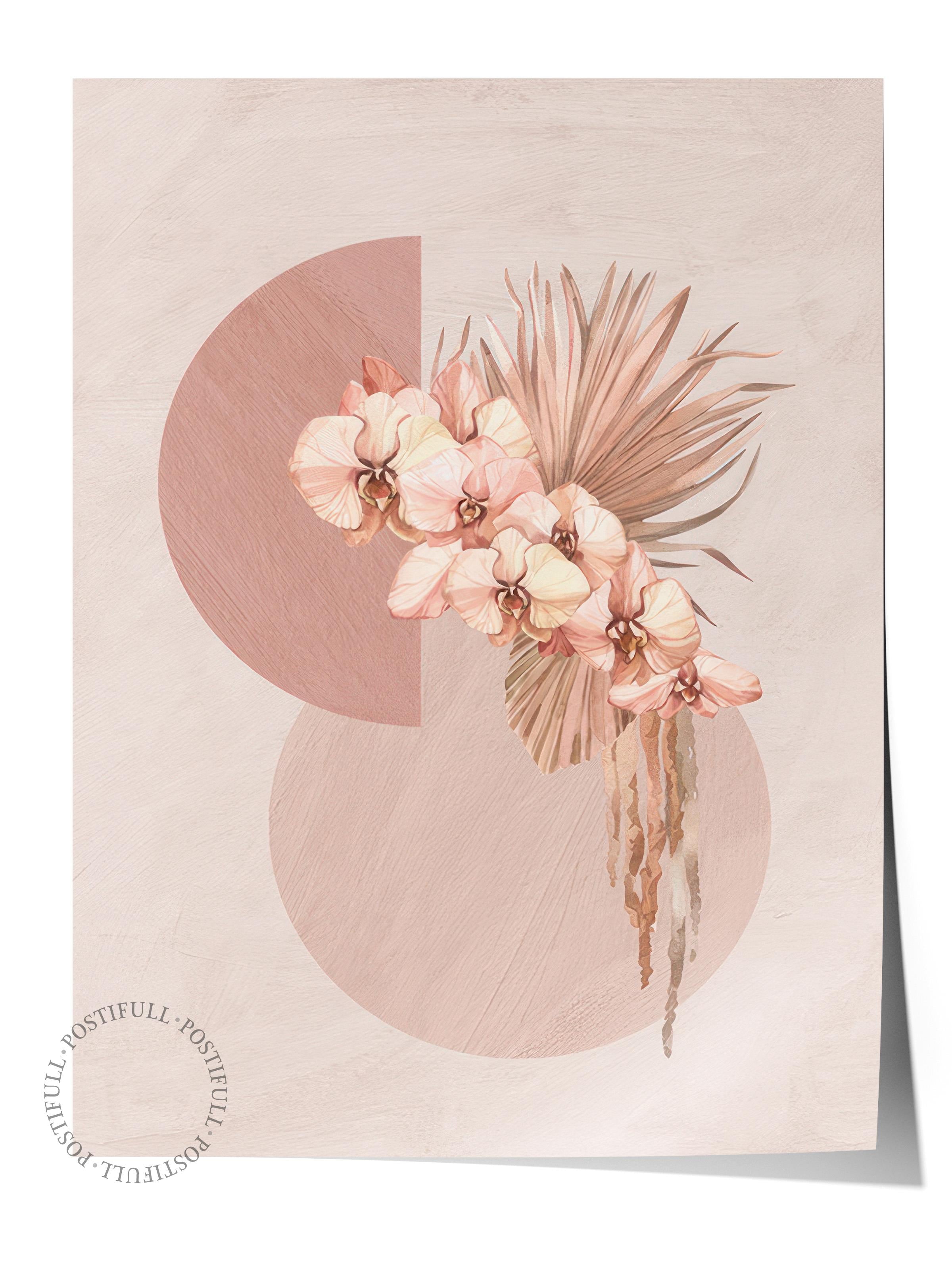 Botanical Shapes and Flowers Poster, Dikey Duvar Tablosu Comfort Serisi NO:108531
