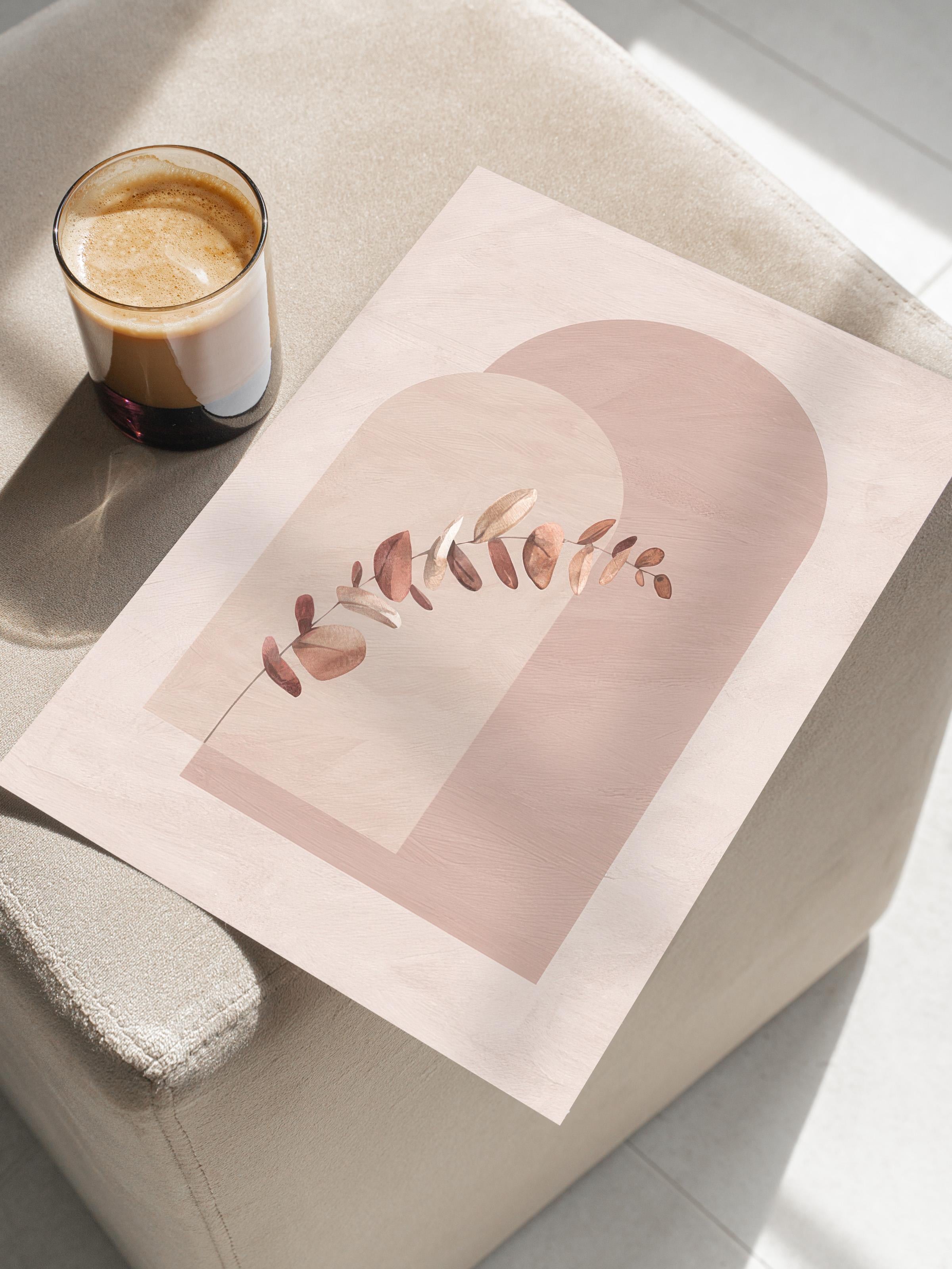 Botanical Shapes and Leaves Poster, Dikey Duvar Tablosu Comfort Serisi NO:108532