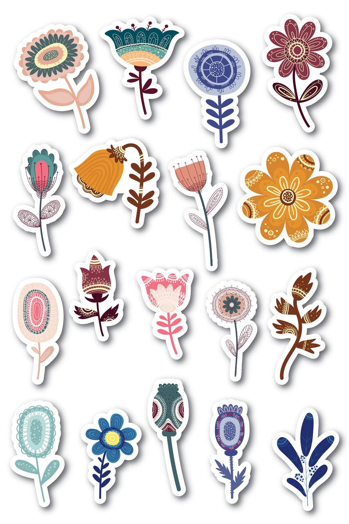 Botanik Çizim Temalı Sticker Seti - 13 Adet Etiket Seti- Telefon, Tablet, Defter Laptop Uyumlu