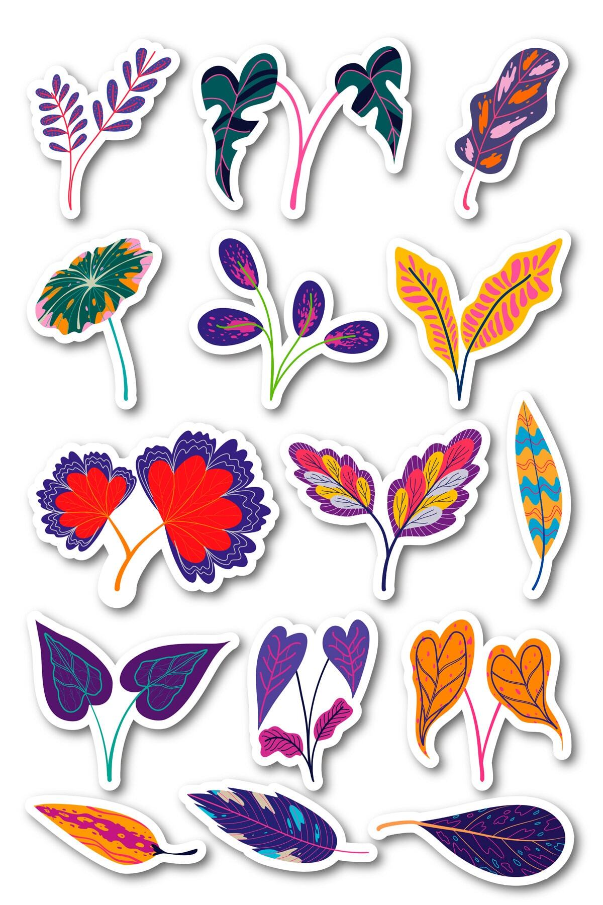 Botanik Temalı Sticker Seti - 15 Adet Etiket Seti- Telefon, Tablet, Defter Laptop Uyumlu Etiket