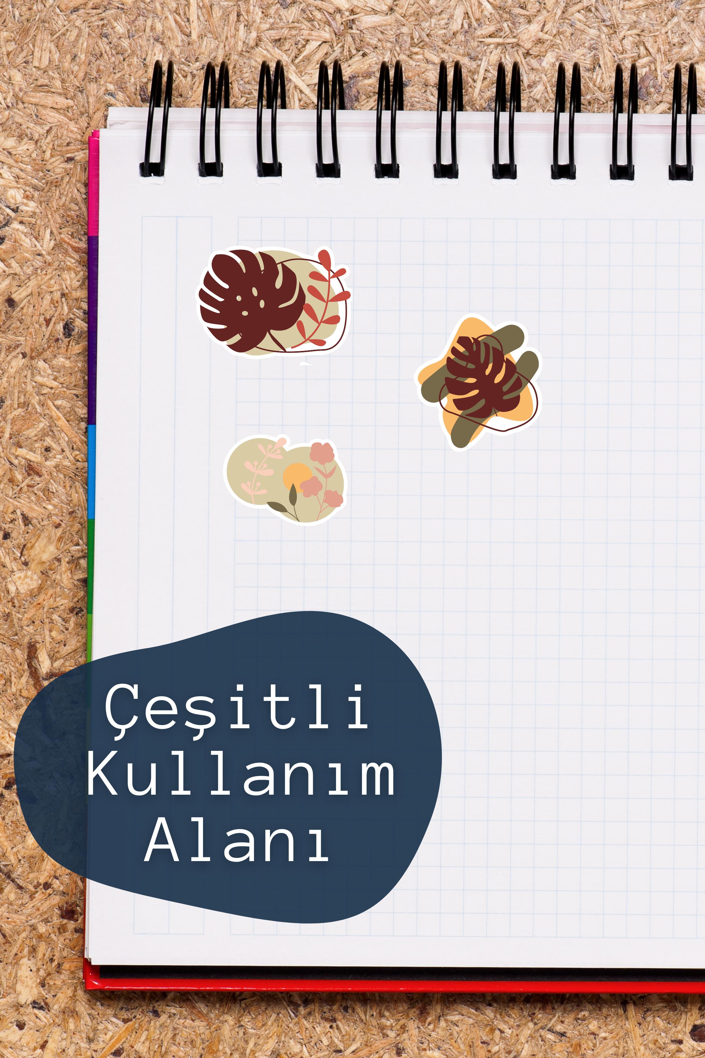 Botanik Temalı Sticker ve Etiket Seti - Orta Boy - Su Geçirmez, Kalın Yapışkanlı Sticker Seti