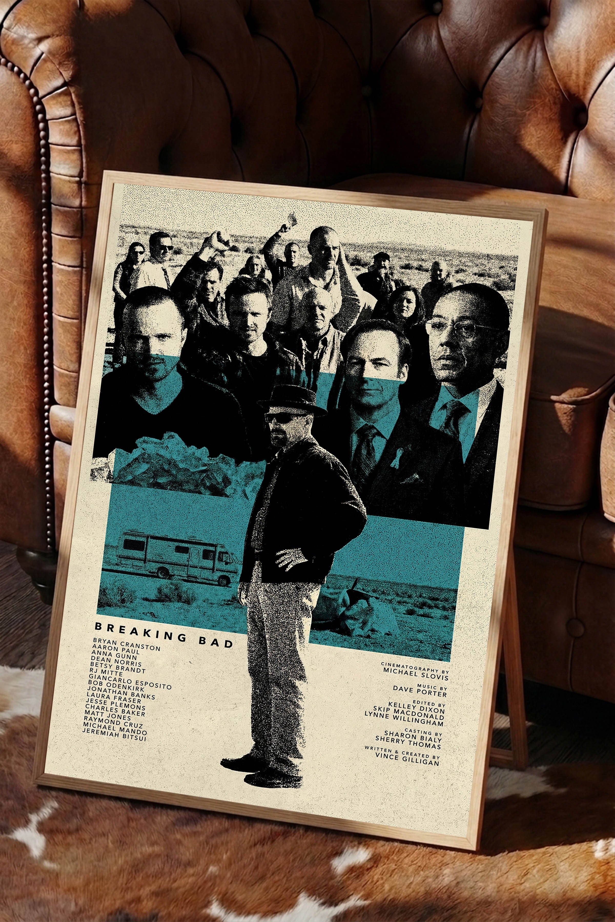 Breaking Bad Ahşap Çerçeveli Poster, Sinema ve Dizi Tablo, Film Dizi Afişleri NO:112765