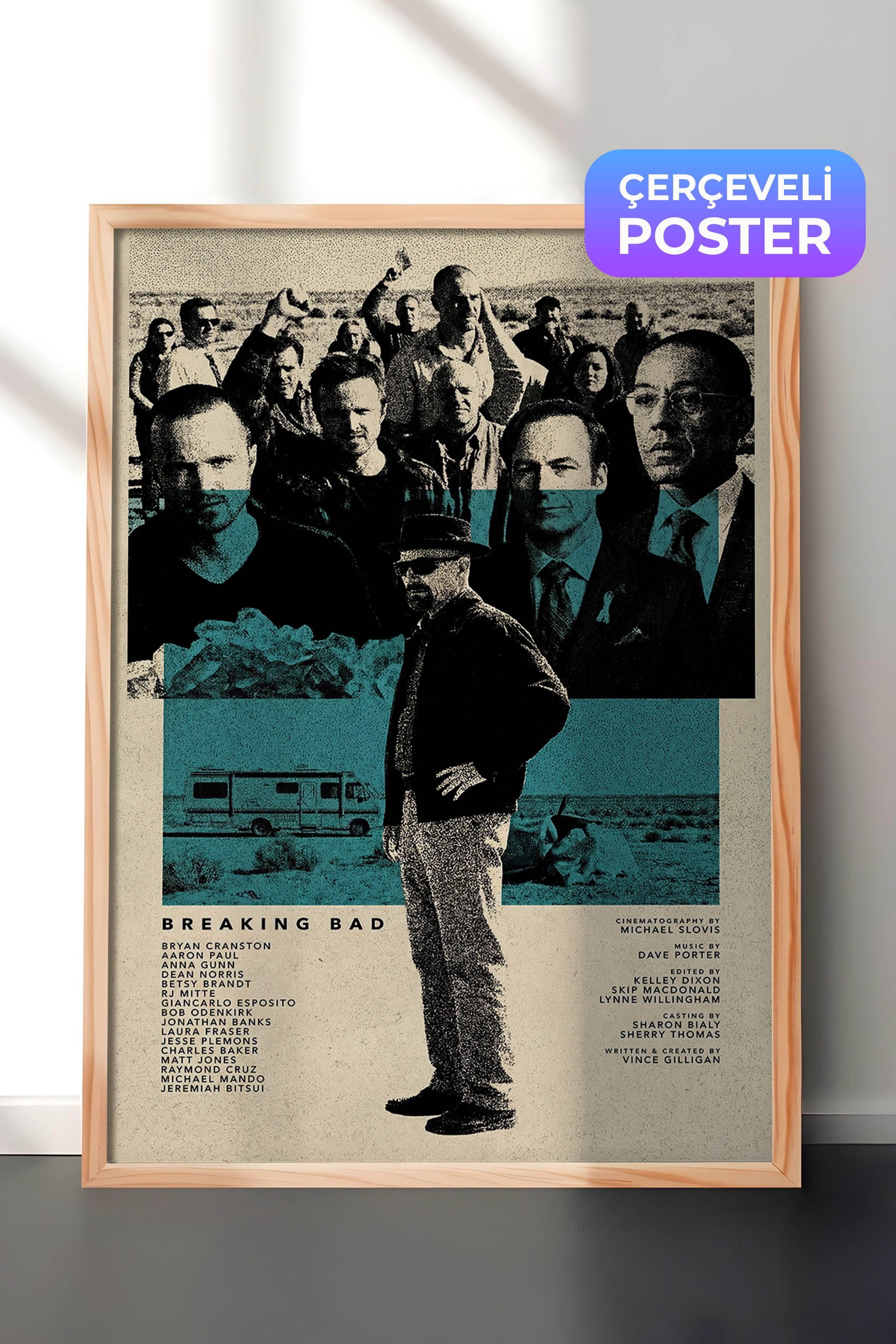Breaking Bad Ahşap Çerçeveli Poster, Sinema ve Dizi Tablo, Film Dizi Afişleri NO:112765