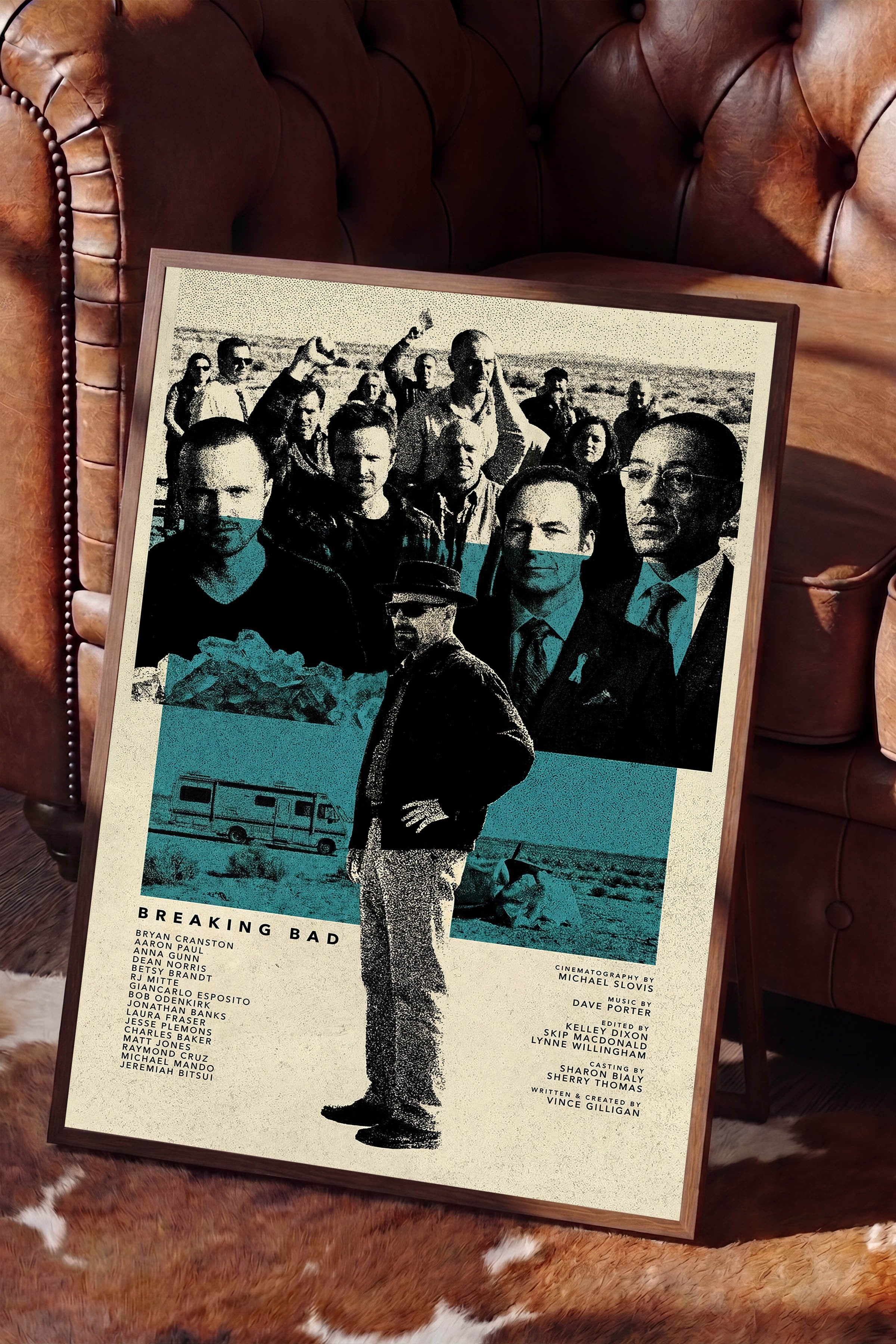 Breaking Bad Kahverengi Çerçeveli Poster, Sinema ve Dizi Tablo, Film Dizi Afişleri NO:112765