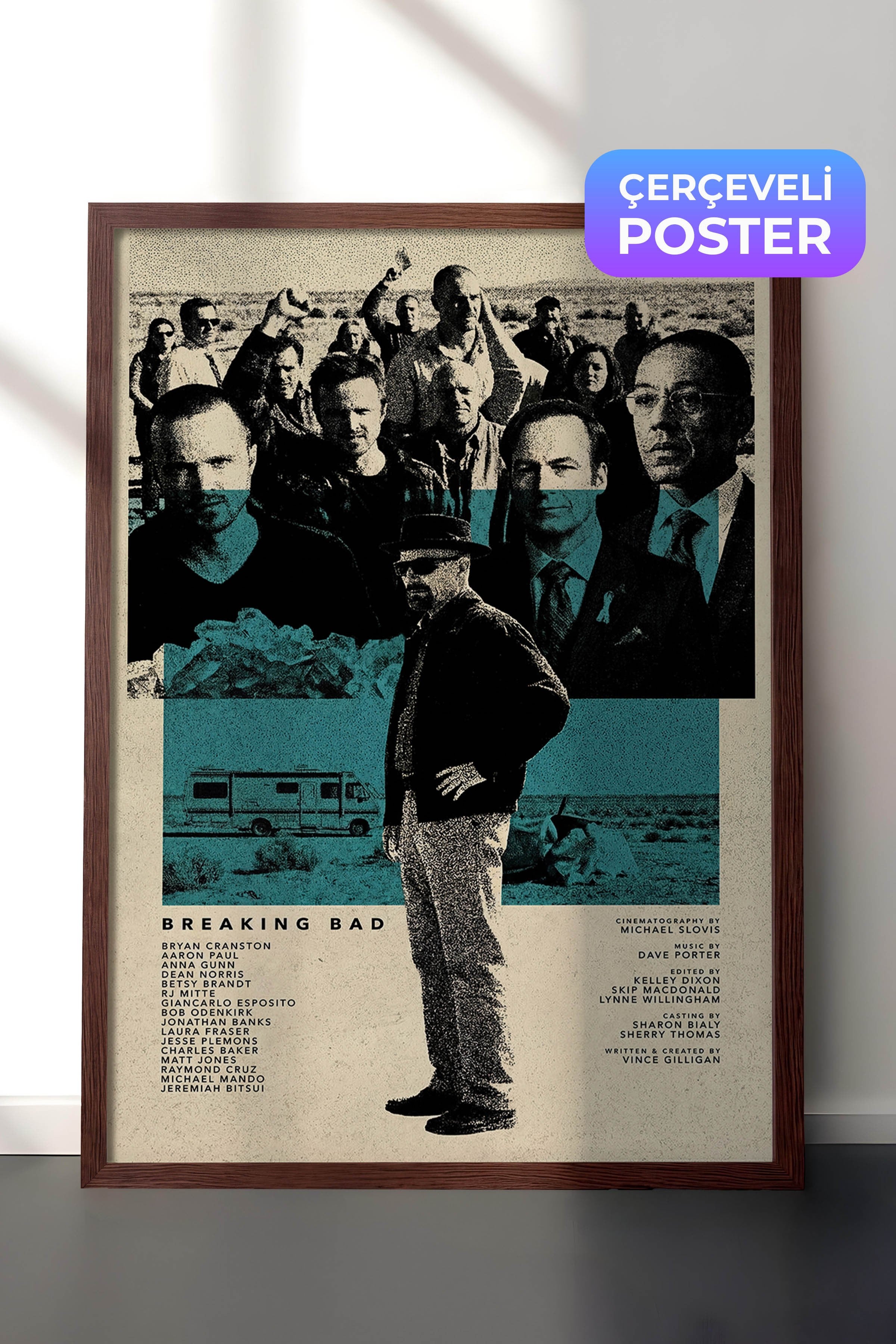 Breaking Bad Kahverengi Çerçeveli Poster, Sinema ve Dizi Tablo, Film Dizi Afişleri NO:112765