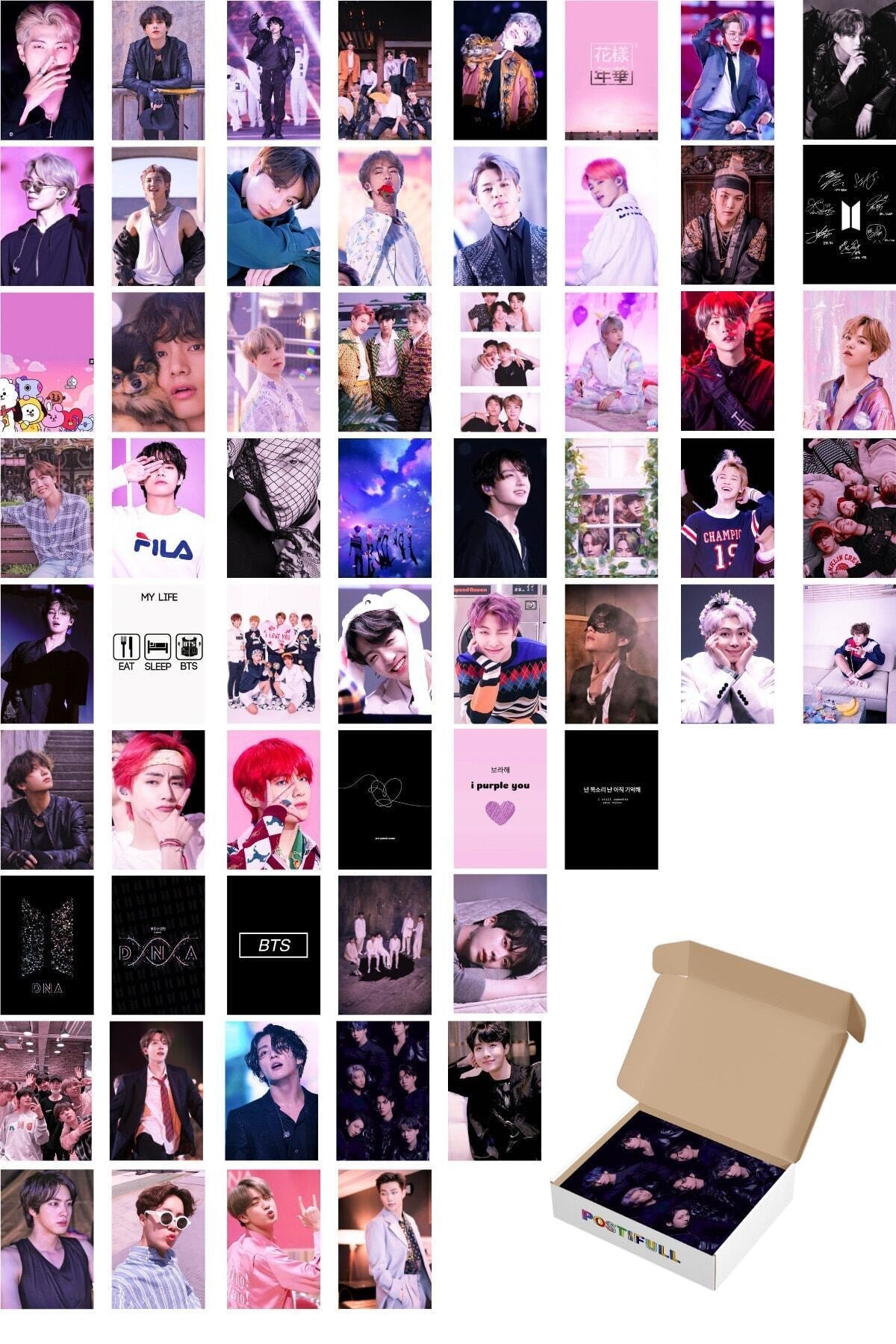 Bts Pembe Duvar Posteri Seti - Bts Poster, Arkası Yapışkanlı Kolaj Seti - 60 Adet - 10cm*15cm