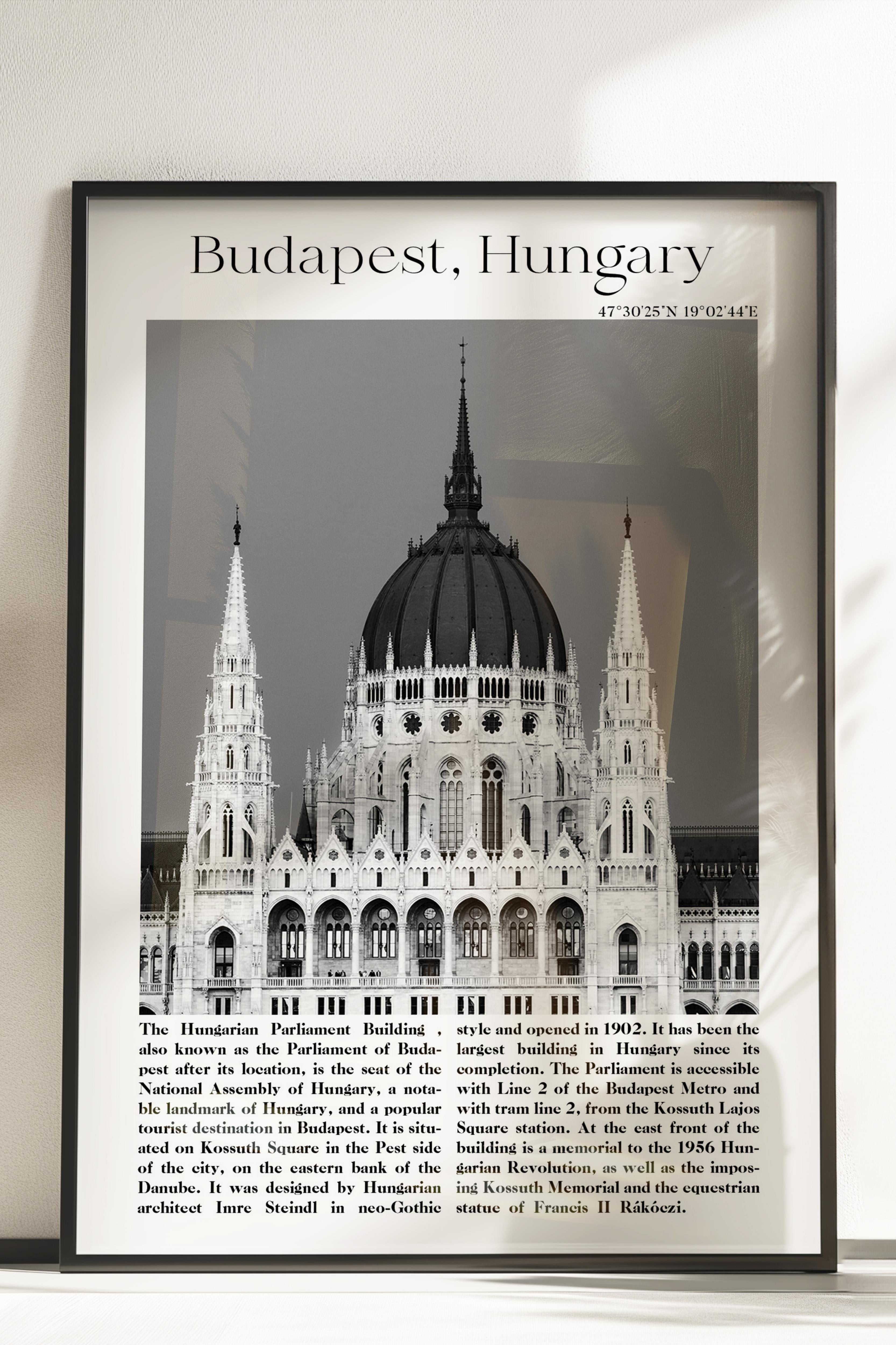 Budapeşte - Macaristan, Şehir Temalı Poster, Çerçevesiz Duvar Posteri, NO:30008