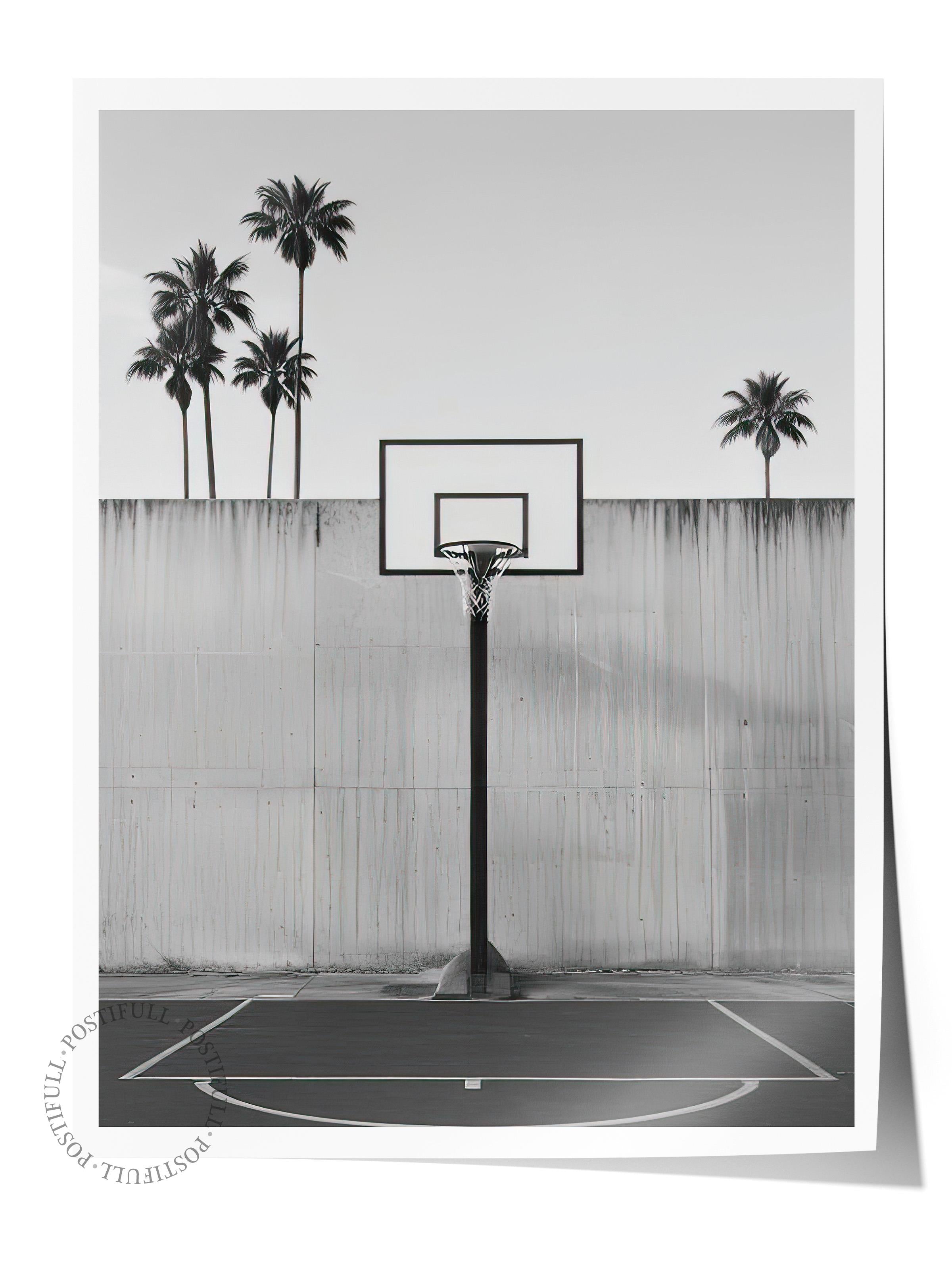 California Basketball Court Poster, Dikey Duvar Tablosu Comfort Serisi NO:108328