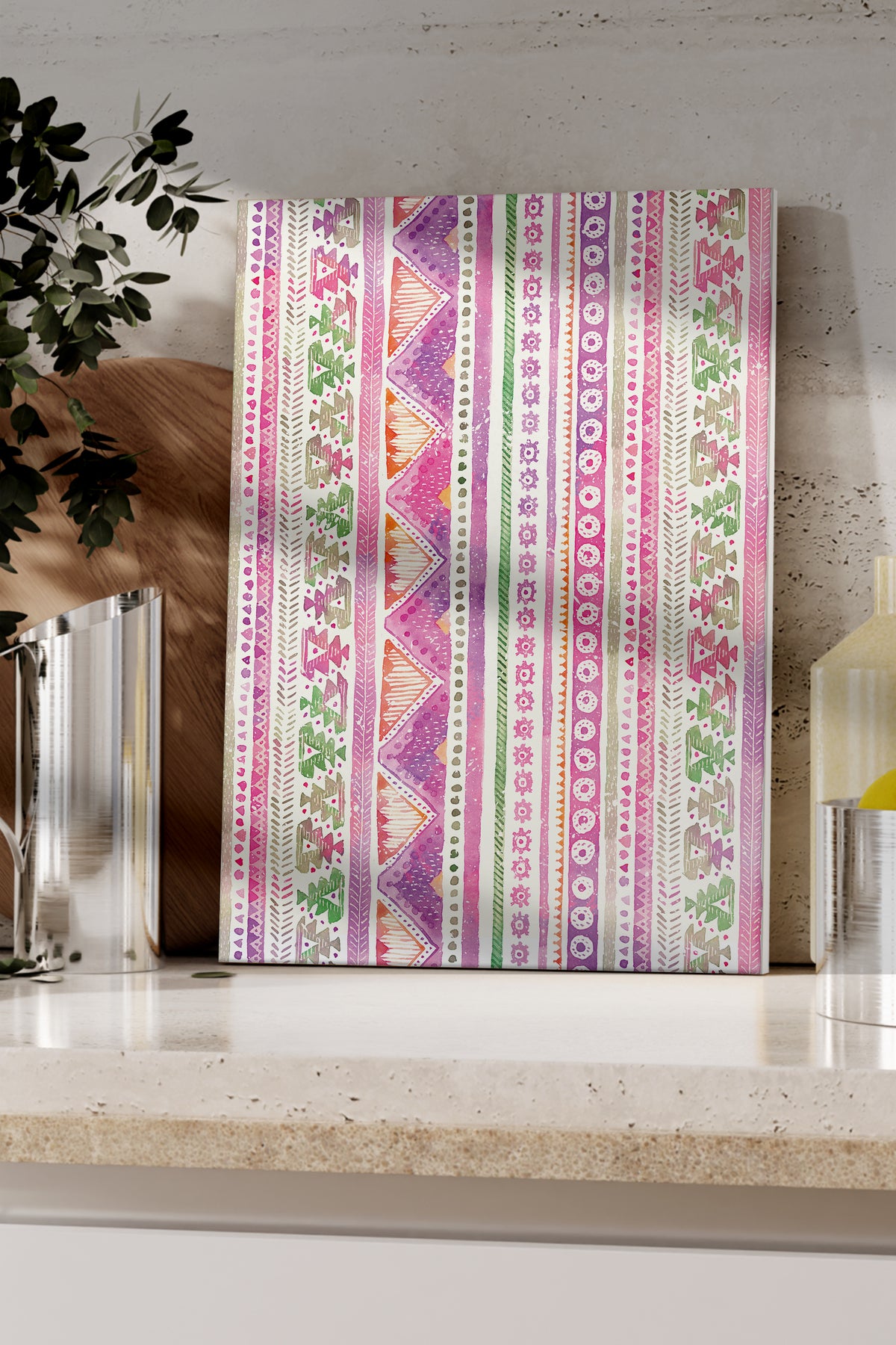 Cam Kesme Tahtası - Boho Temalı - 21*30cm - Doğrama Tahtası - Estetik, Dekoratif Sunum Tahtası