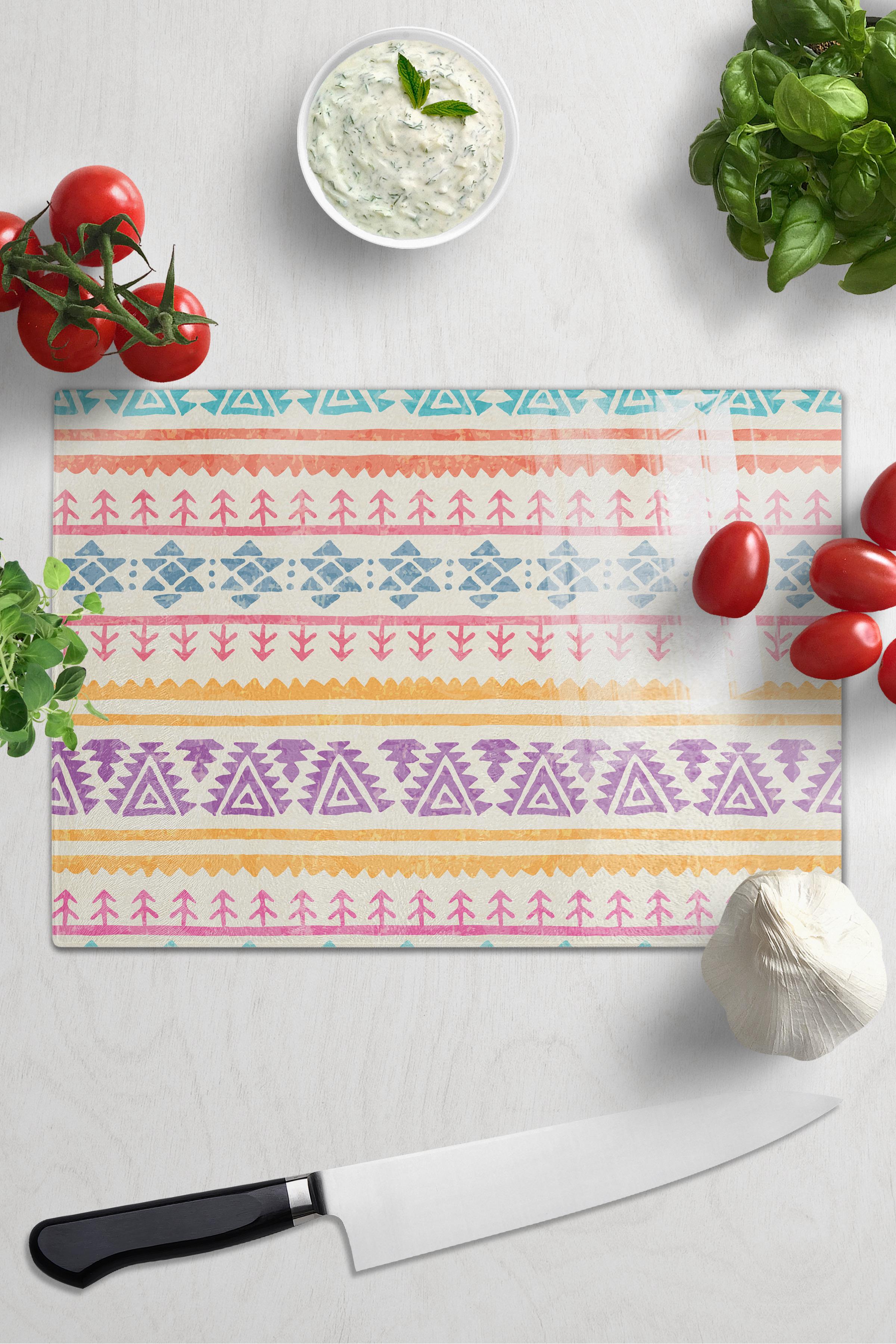 Cam Kesme Tahtası - Boho Temalı - 21*30cm - Doğrama Tahtası - Estetik, Dekoratif Sunum Tahtası
