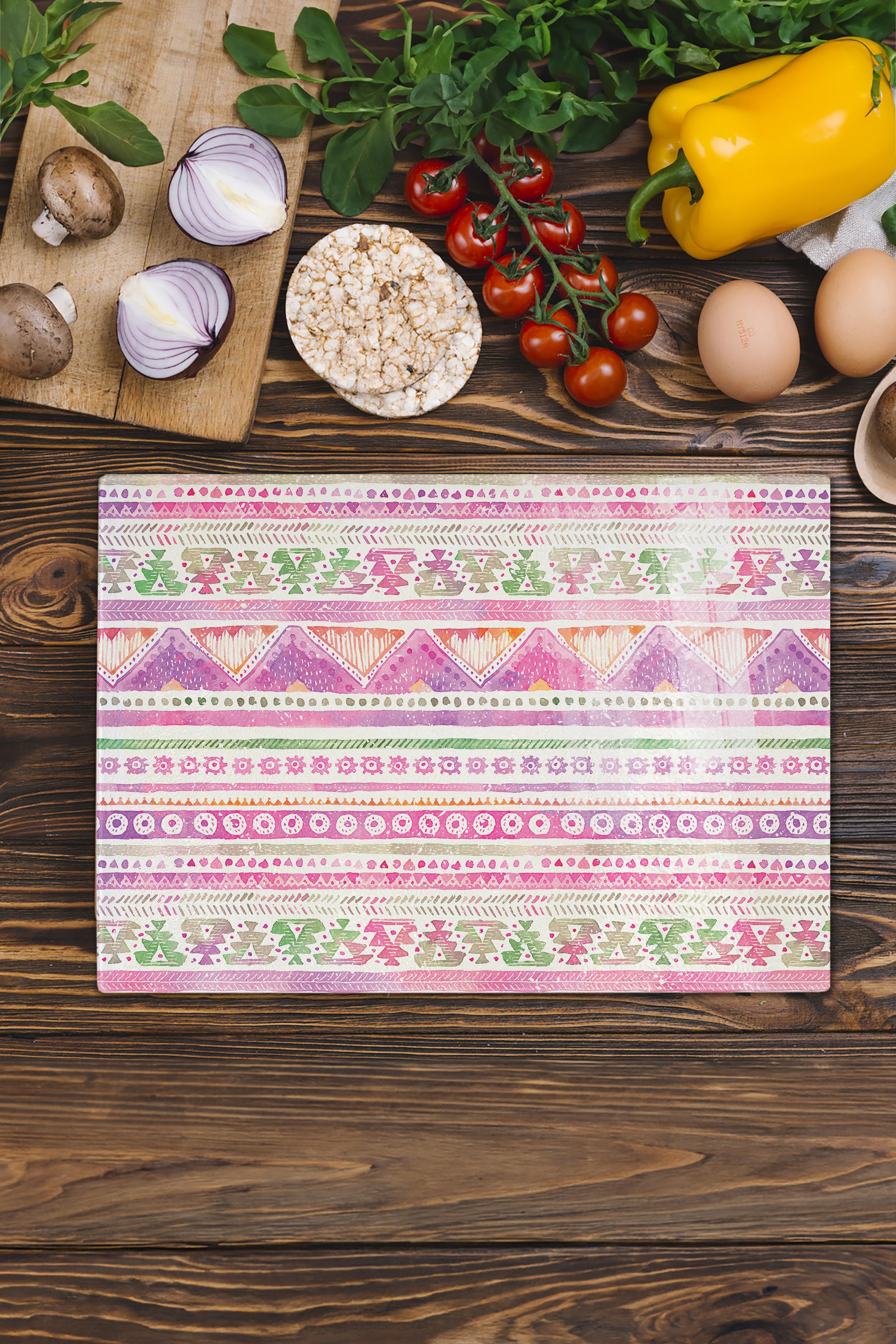 Cam Kesme Tahtası - Boho Temalı - 21*30cm - Doğrama Tahtası - Estetik, Dekoratif Sunum Tahtası