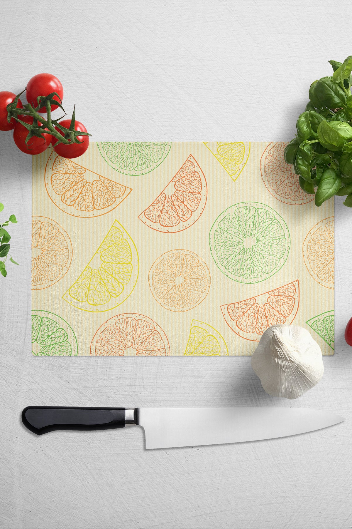 Cam Kesme Tahtası, Kalın Ve Kırılmaz Cam - Limon Temalı - 21*30cm - Doğrama Tahtası, Mutfak Dekoru