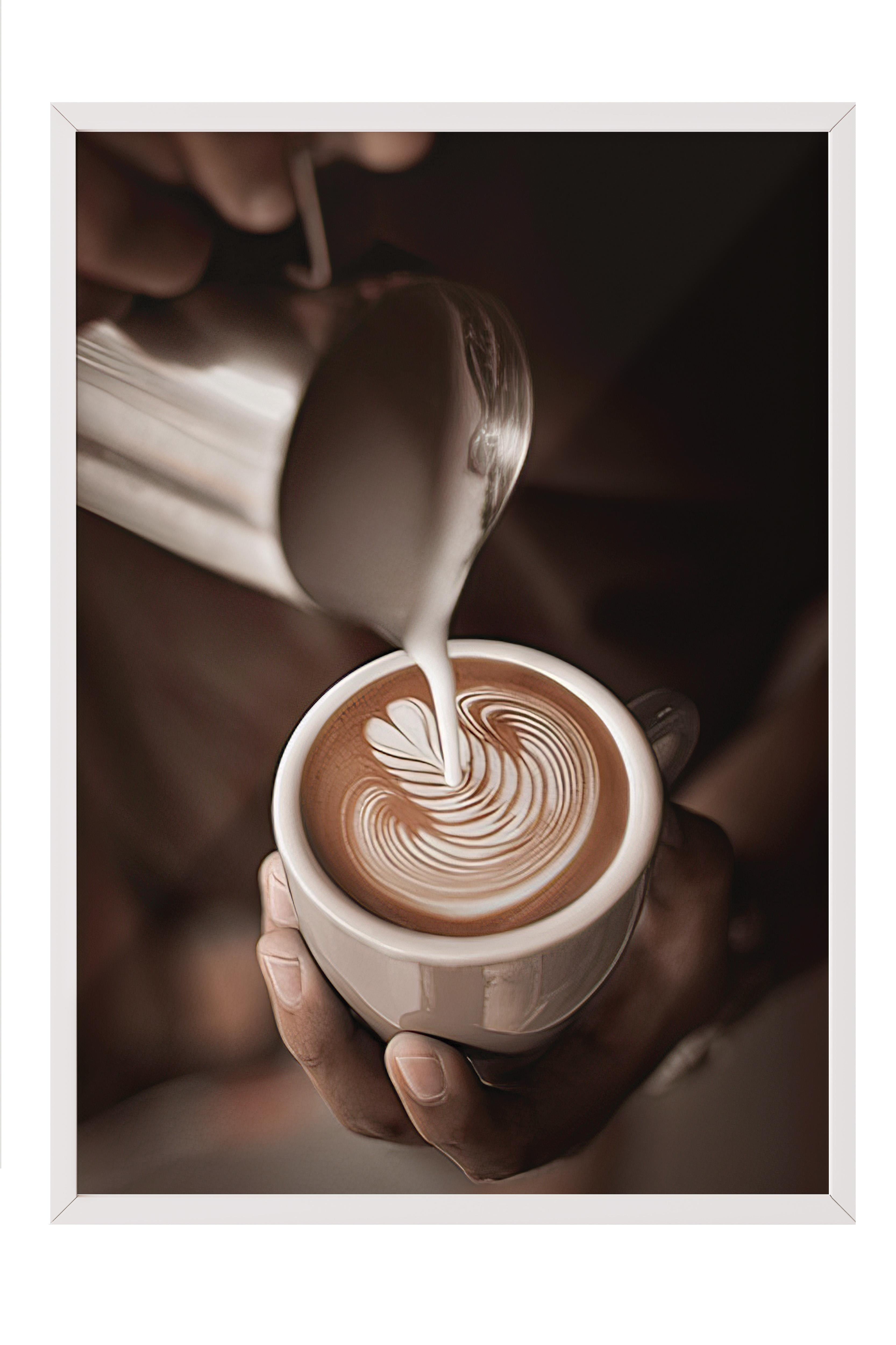Cappuccino Art Çerçeveli Tablo, Beyaz Çerçeve ve Poster, Duvar Tablosu Comfort Serisi NO:108405