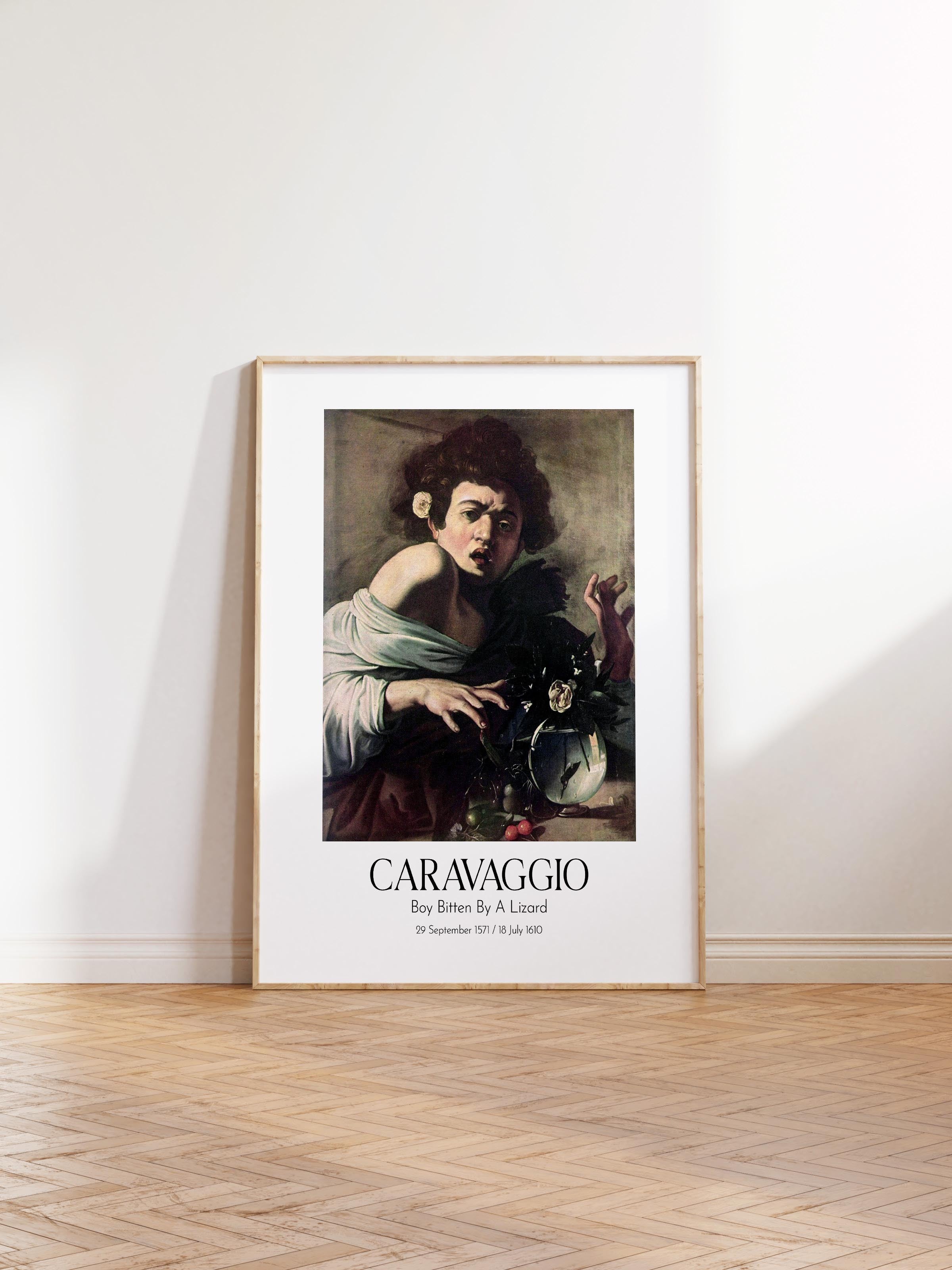Caravaggio - Boy Bitten By A Lizard, Ahşap Çerçeveli Tablo, Sanat Serisi NO:111628