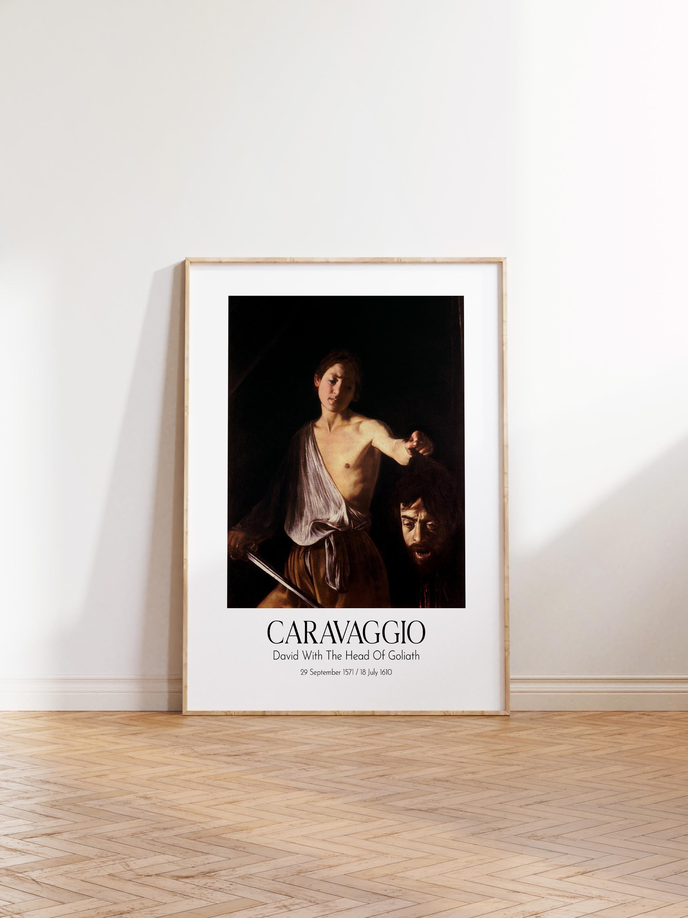 Caravaggio - David With The Head Of Goliath, Ahşap Çerçeveli Tablo, Sanat Serisi NO:111630