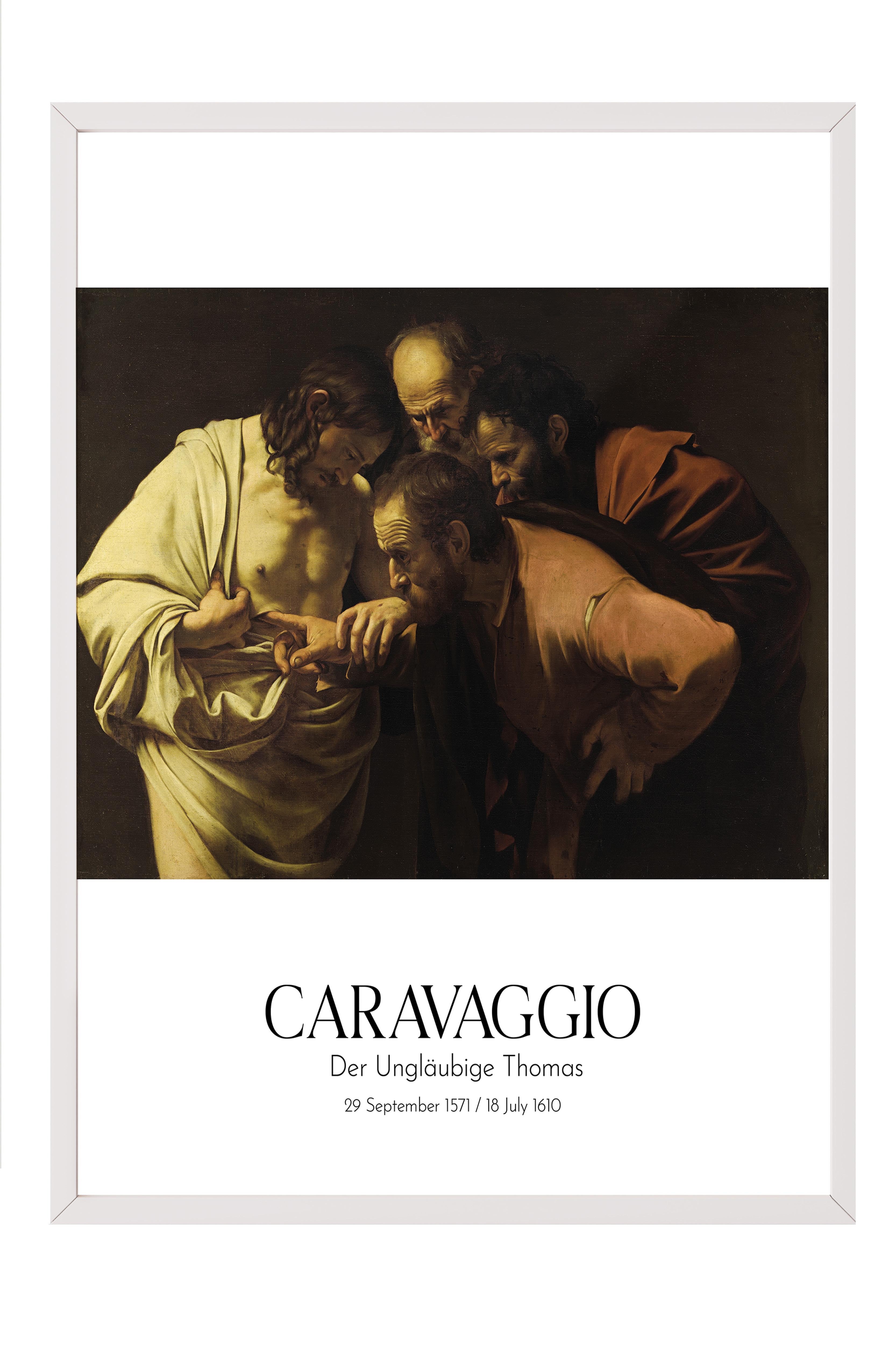 Caravaggio - Der Ungläubige Thomas, Beyaz Çerçeveli Tablo, Sanat Serisi NO:111632