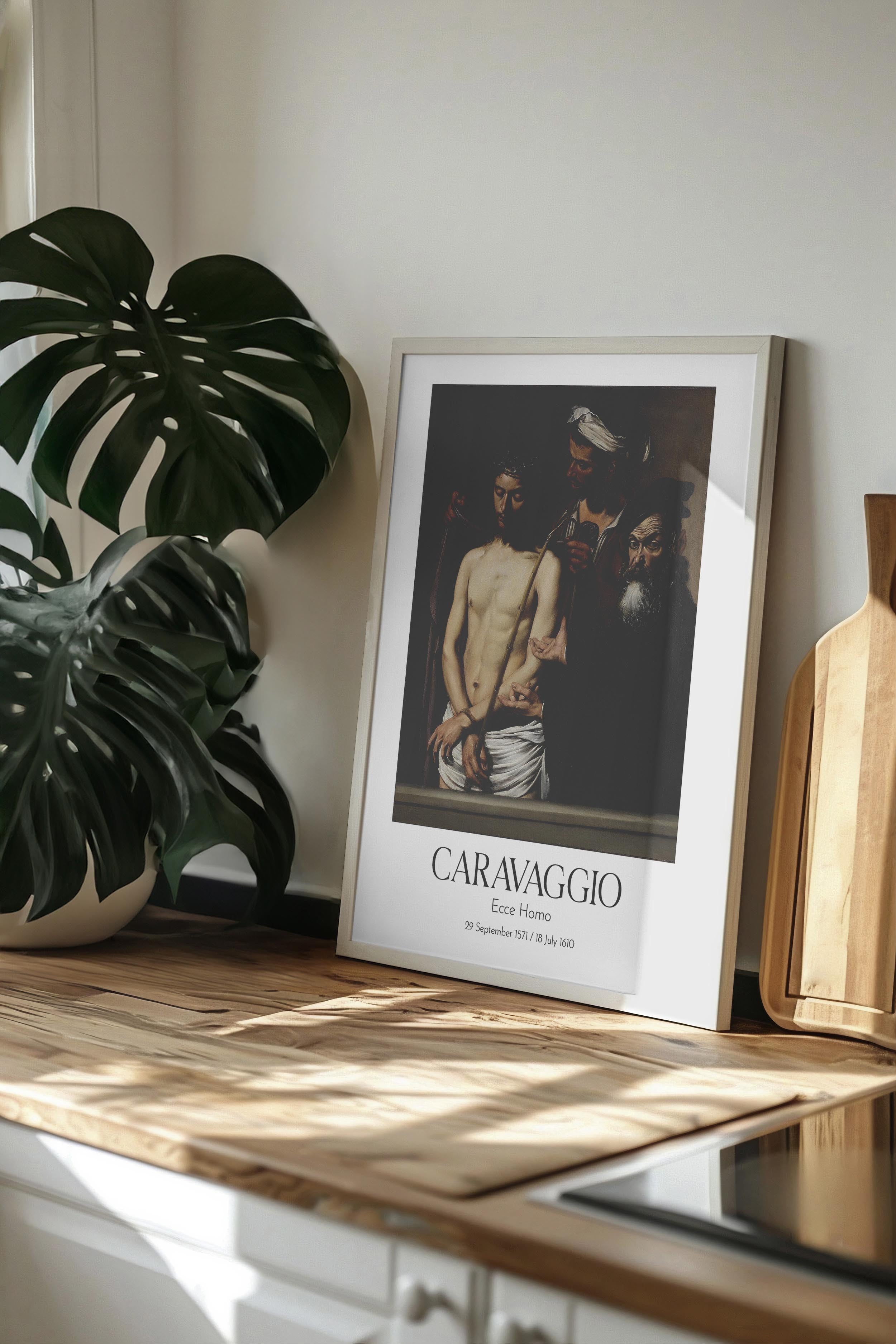 Caravaggio - Ecce Homo, Beyaz Çerçeveli Tablo, Sanat Serisi NO:111633
