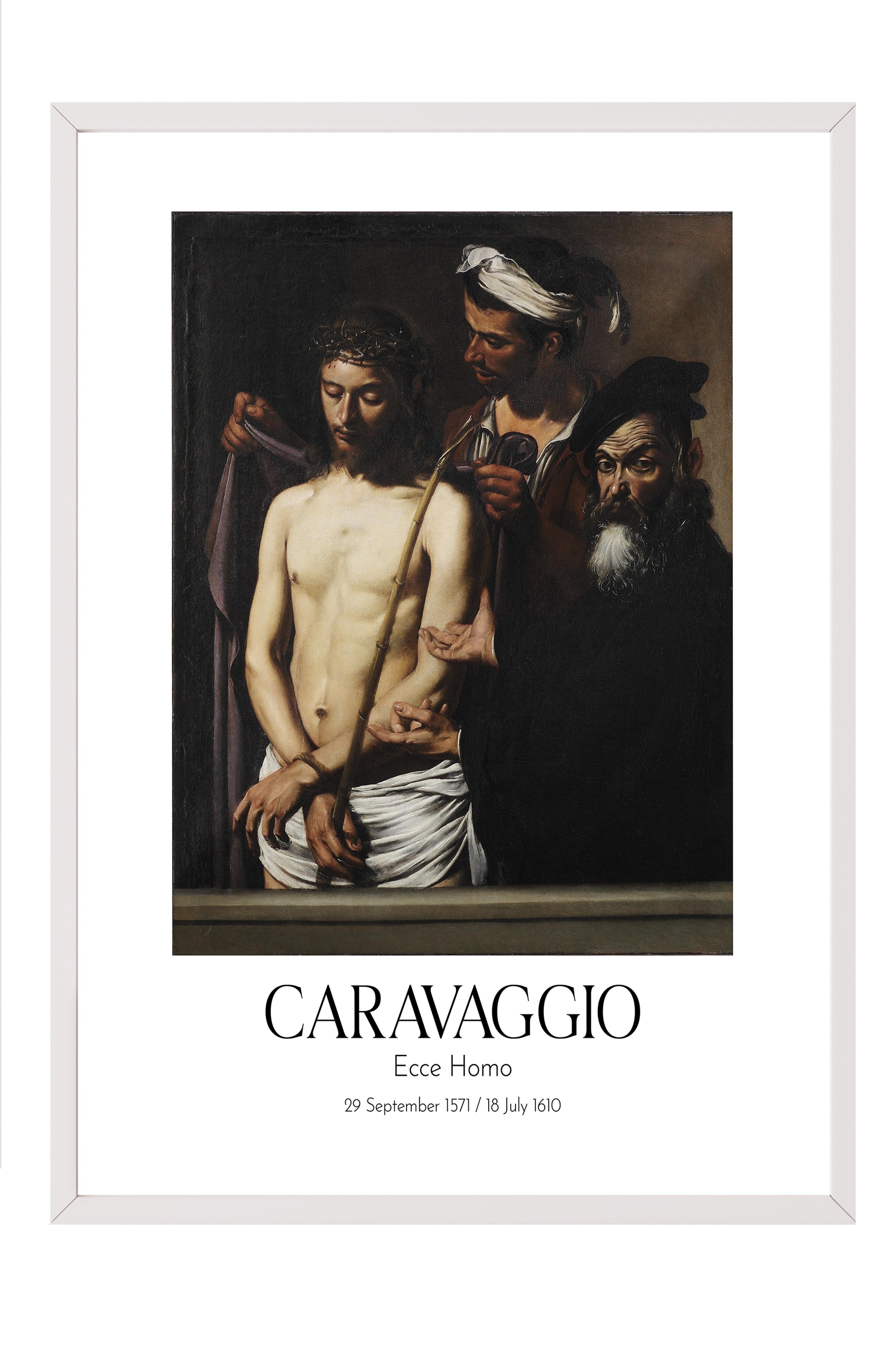 Caravaggio - Ecce Homo, Beyaz Çerçeveli Tablo, Sanat Serisi NO:111633
