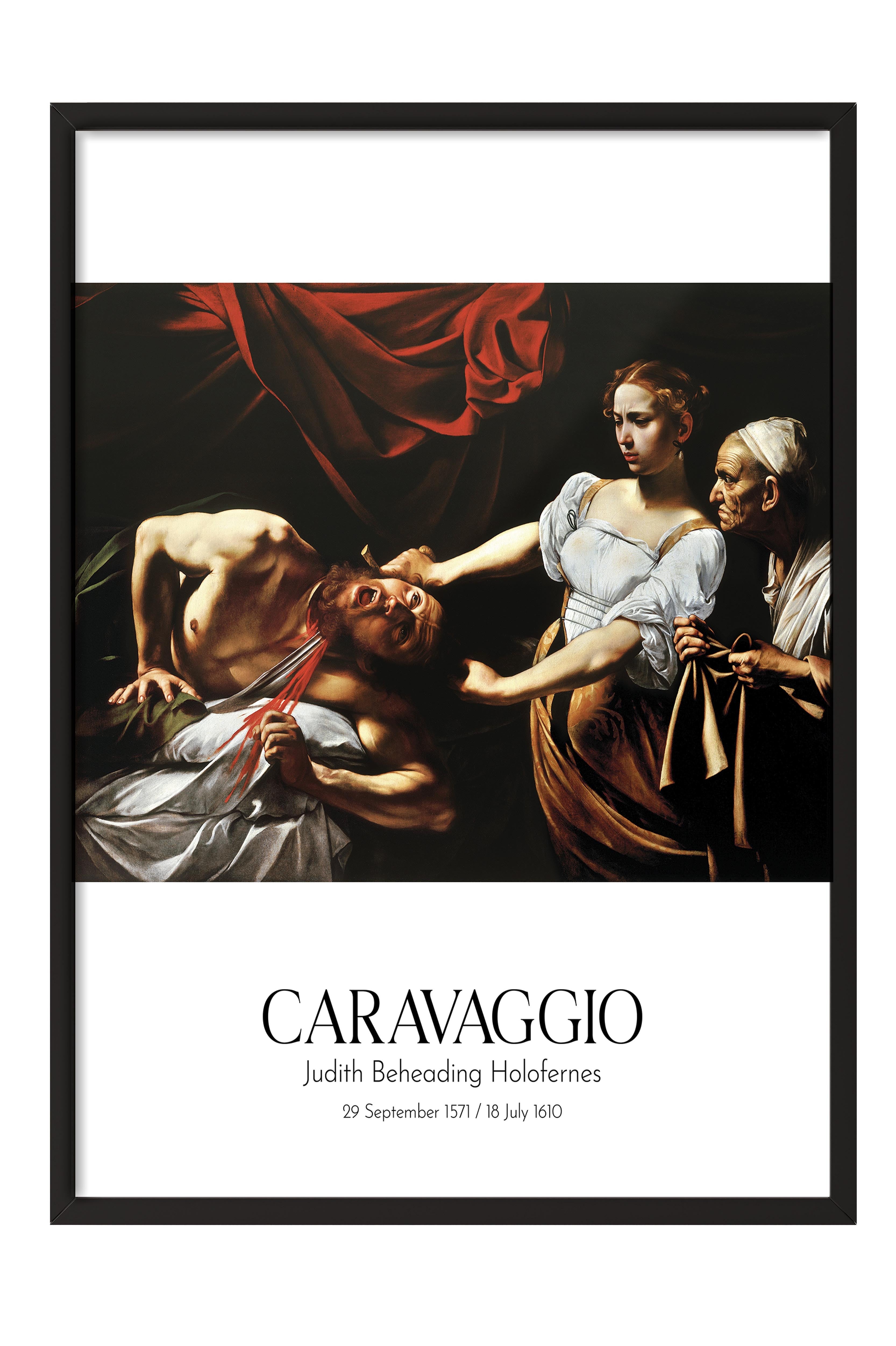 Caravaggio - Judith Beheading Holofernes, Siyah Çerçeveli Tablo, Sanat Serisi NO:111635