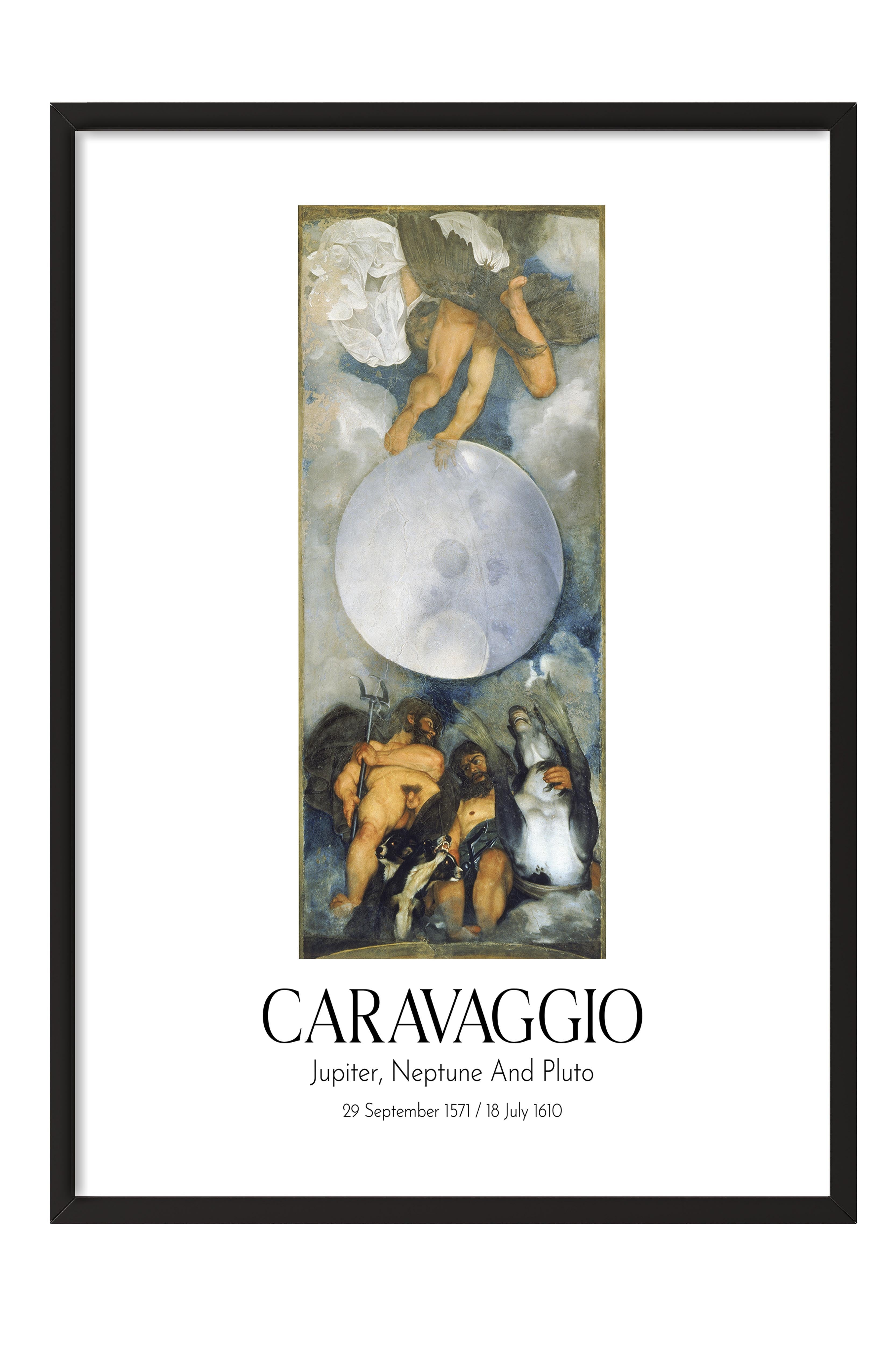 Caravaggio - Jupiter, Neptune And Pluto, Siyah Çerçeveli Tablo, Sanat Serisi NO:111636