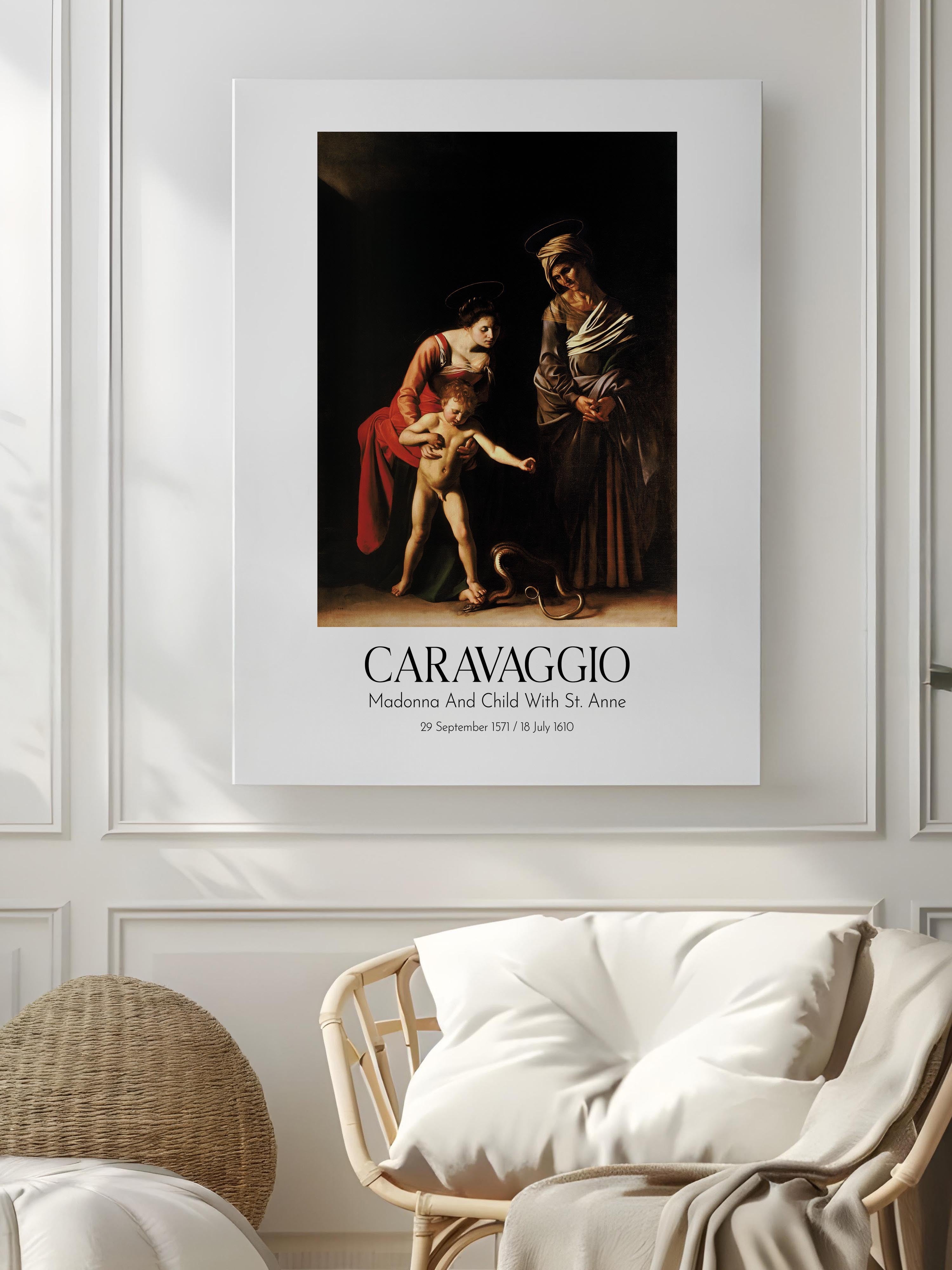 Caravaggio - Madonna And Child With St. Anne, Kanvas Tablo, Sanat Serisi NO:111637