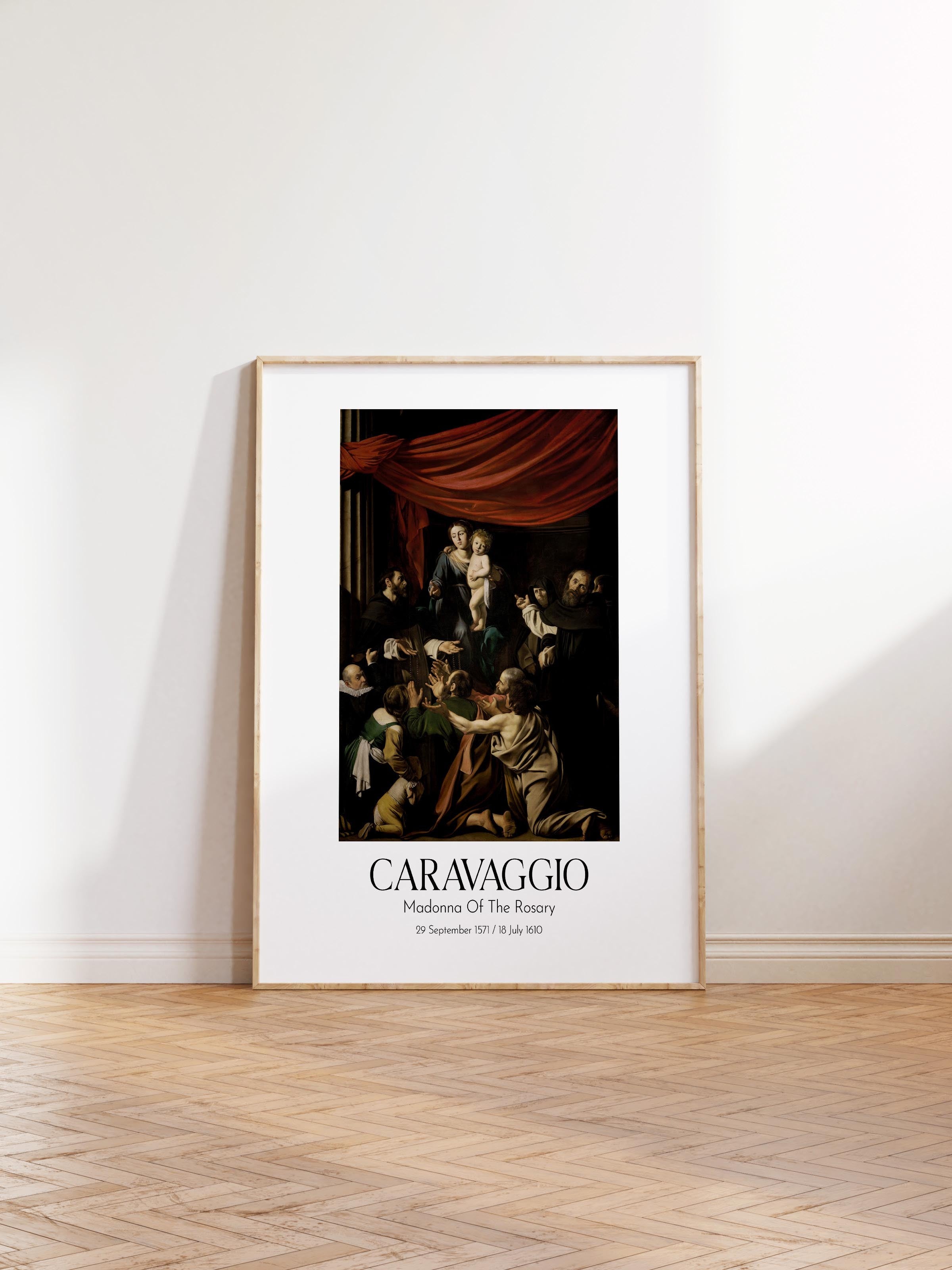 Caravaggio - Madonna Of The Rosary, Ahşap Çerçeveli Tablo, Sanat Serisi NO:111638