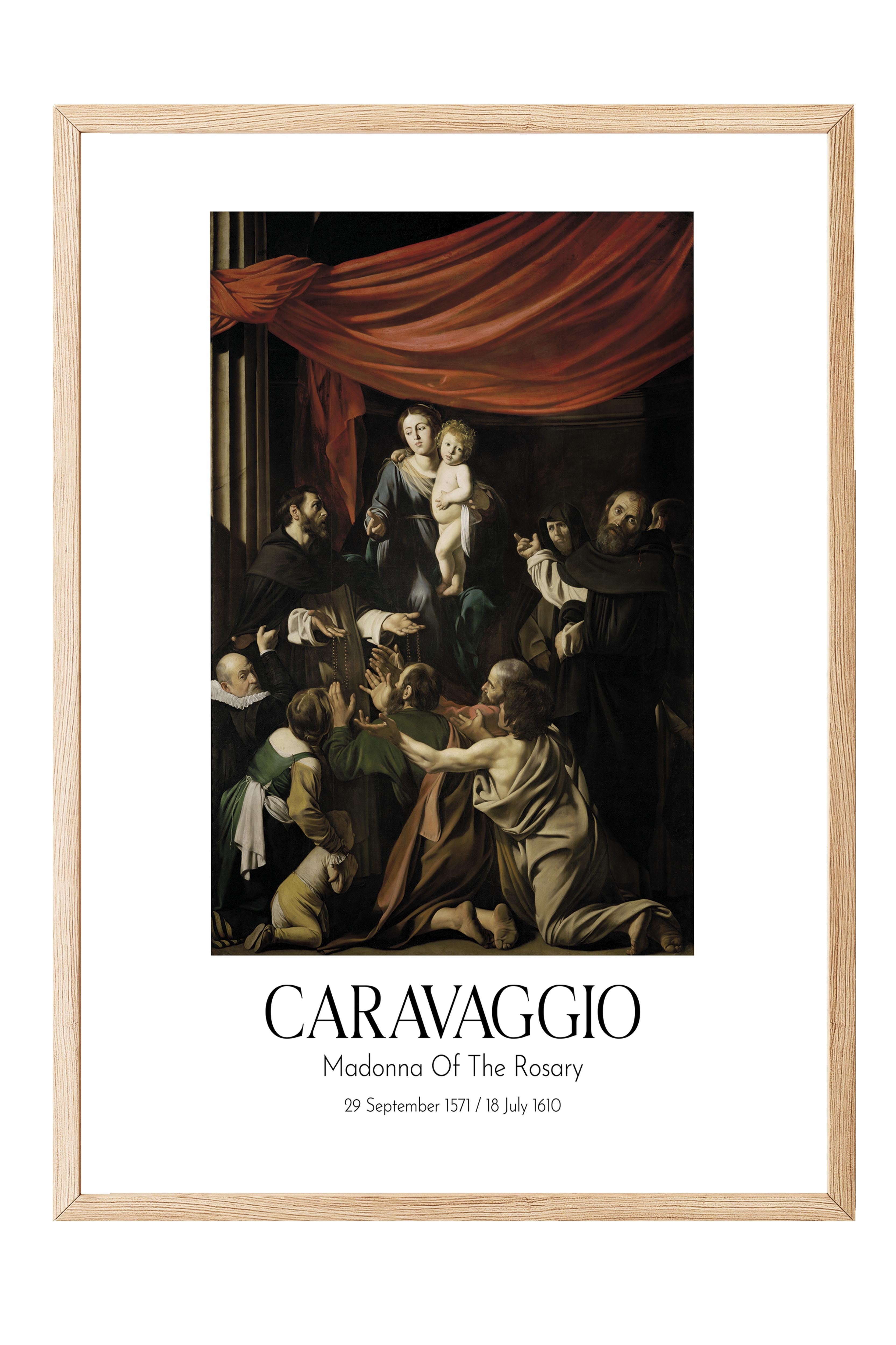 Caravaggio - Madonna Of The Rosary, Ahşap Çerçeveli Tablo, Sanat Serisi NO:111638