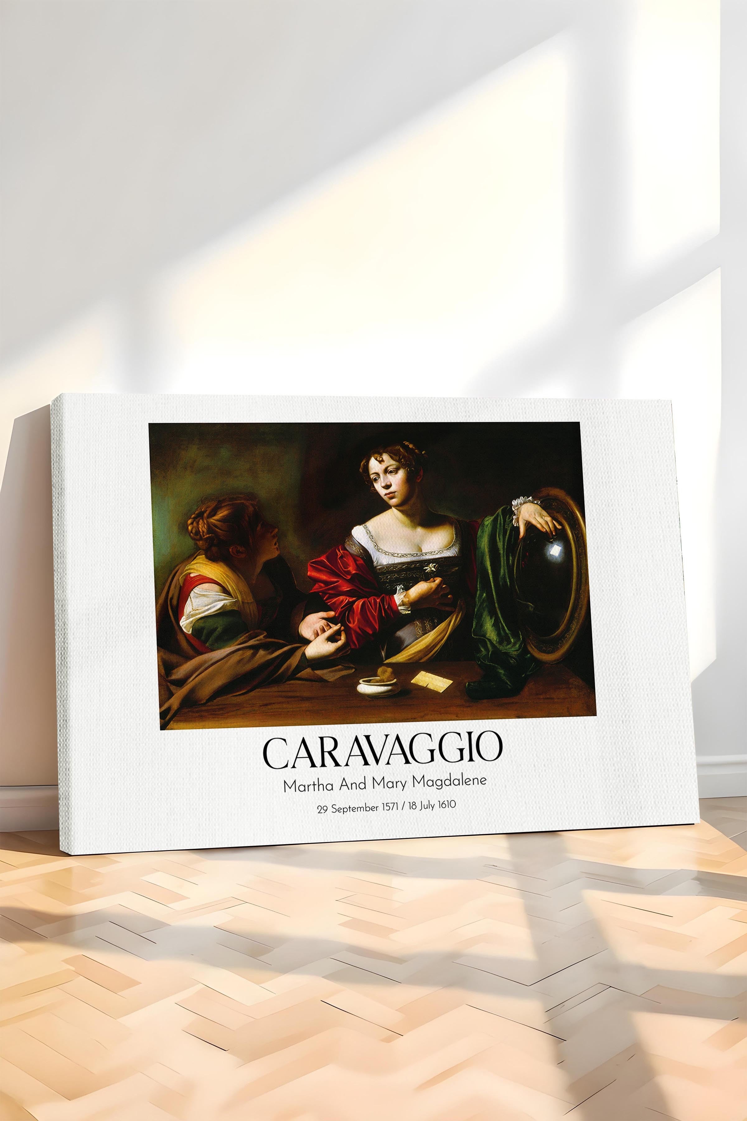 Caravaggio - Martha And Mary Magdalene, Kanvas Tablo, Sanat Serisi NO:111657