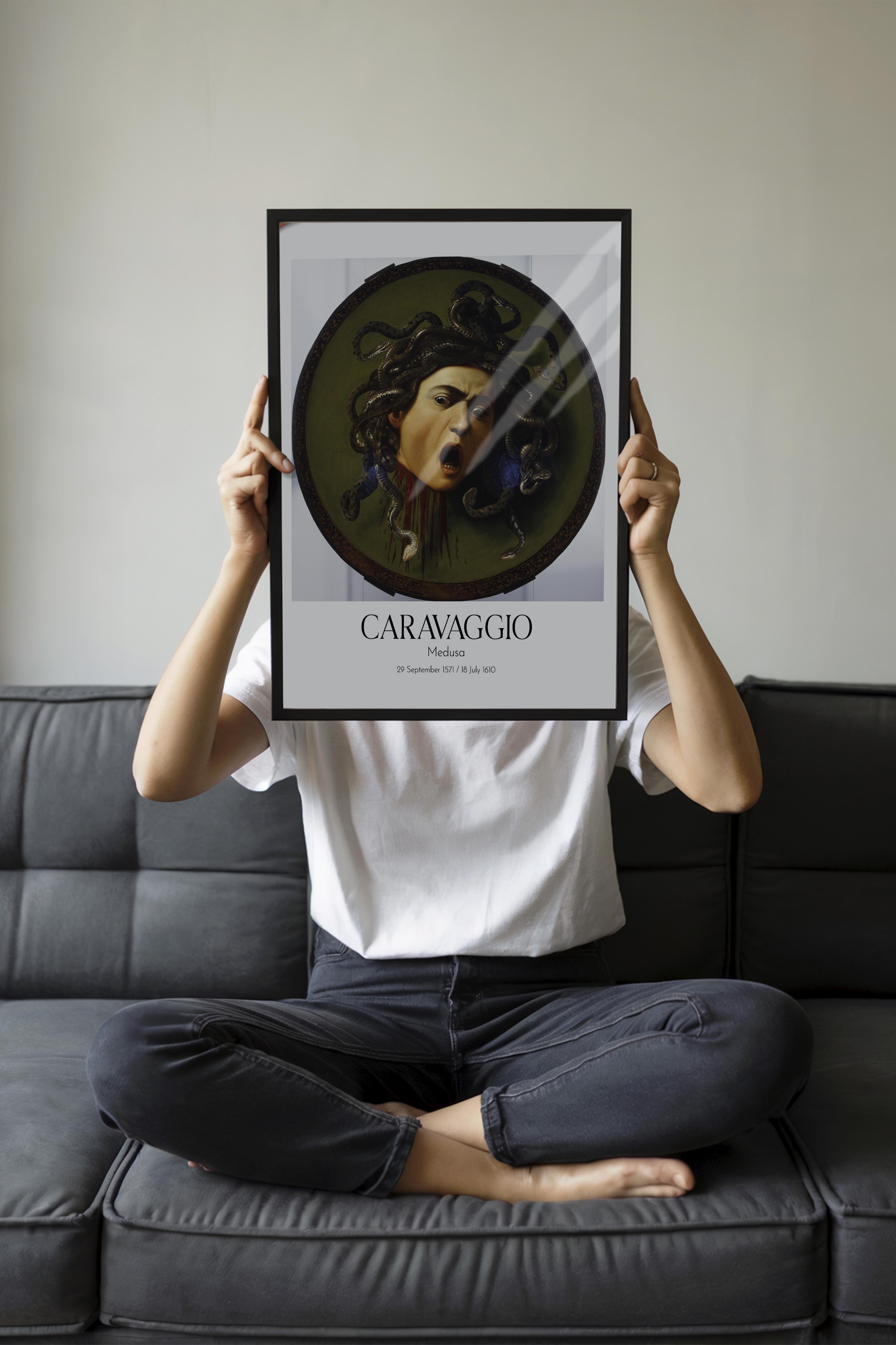 Caravaggio - Medusa, Siyah Çerçeveli Tablo, Sanat Serisi NO:111641