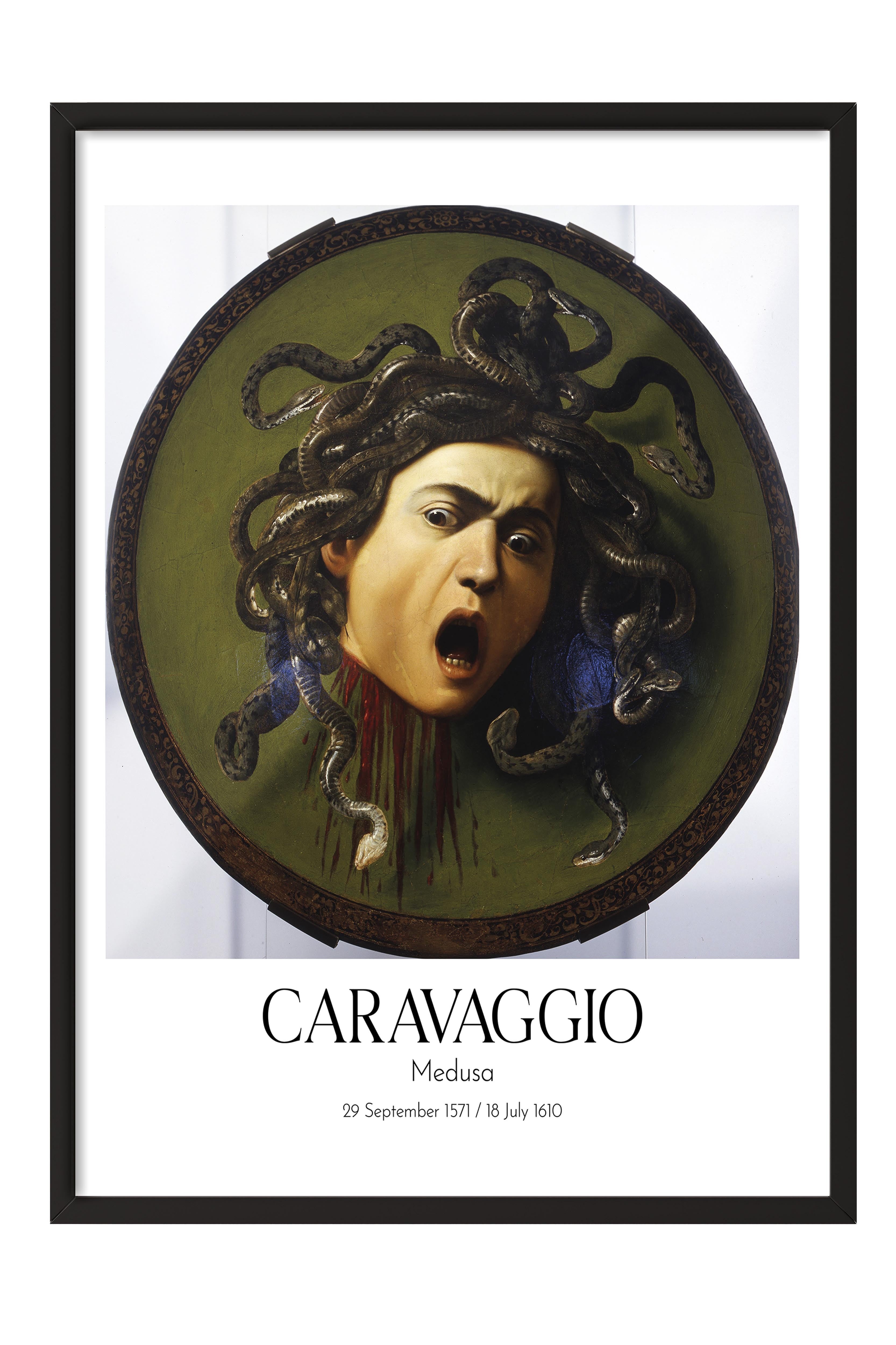 Caravaggio - Medusa, Siyah Çerçeveli Tablo, Sanat Serisi NO:111641