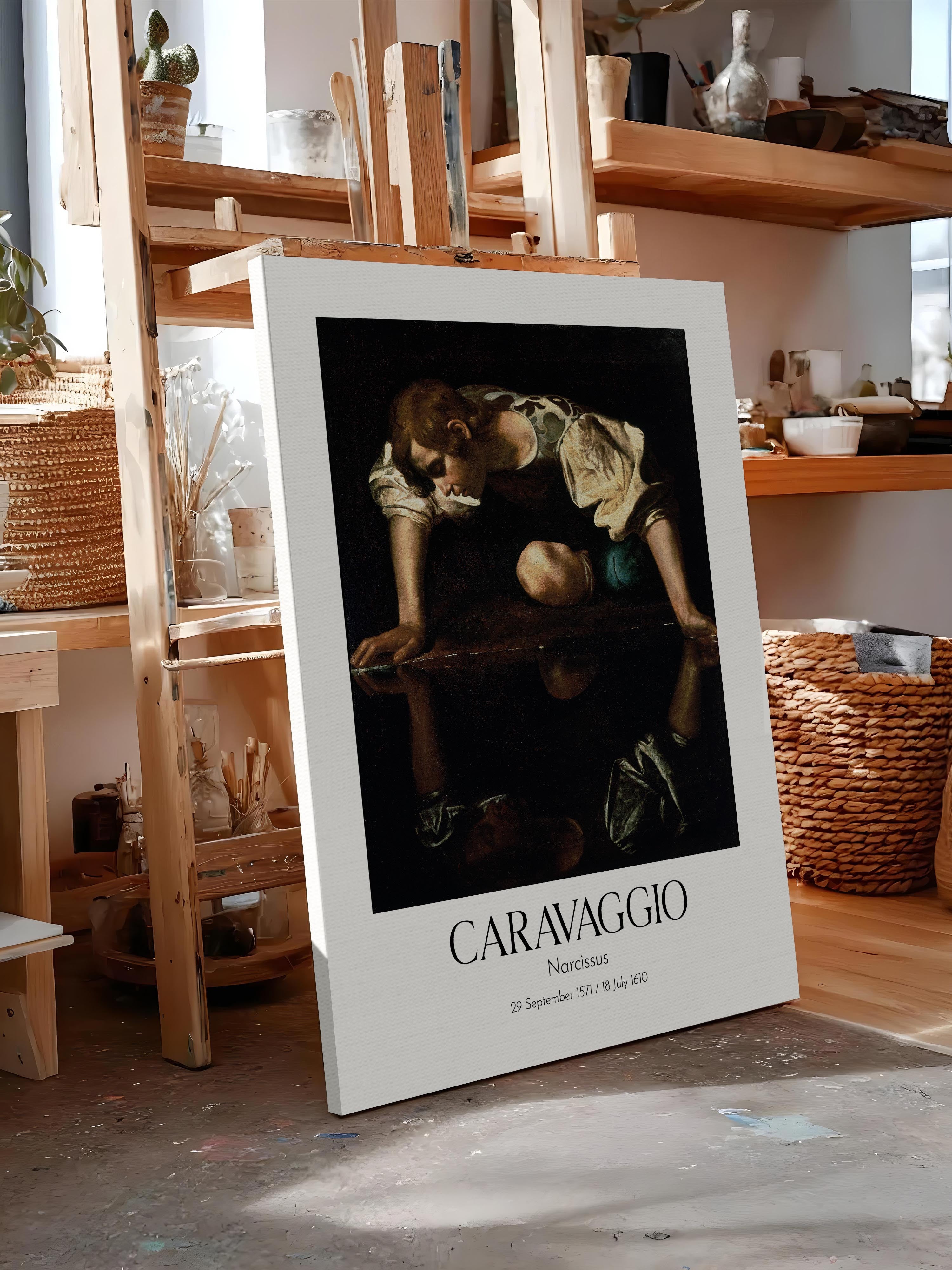 Caravaggio - Narcissus, Kanvas Tablo, Sanat Serisi NO:111644