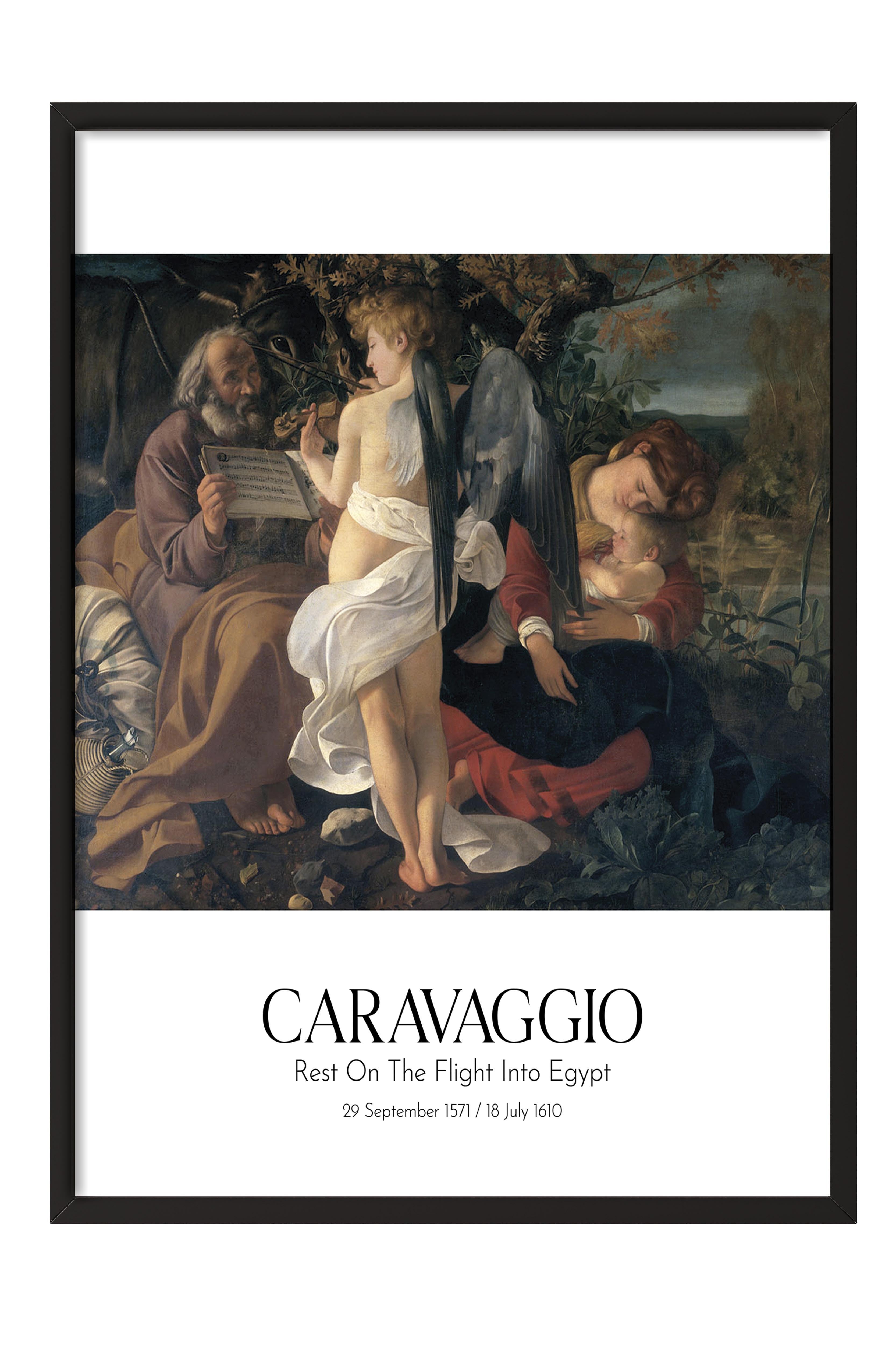 Caravaggio - Rest On The Flight Into Egypt, Siyah Çerçeveli Tablo, Sanat Serisi NO:111646