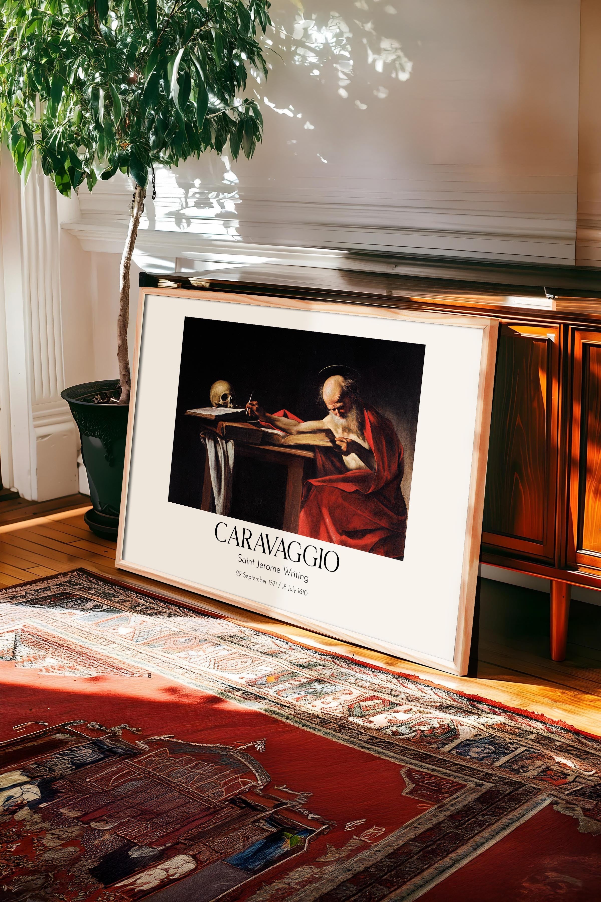 Caravaggio - Saint Jerome Writing, Ahşap Çerçeveli Tablo, Sanat Serisi NO:111658