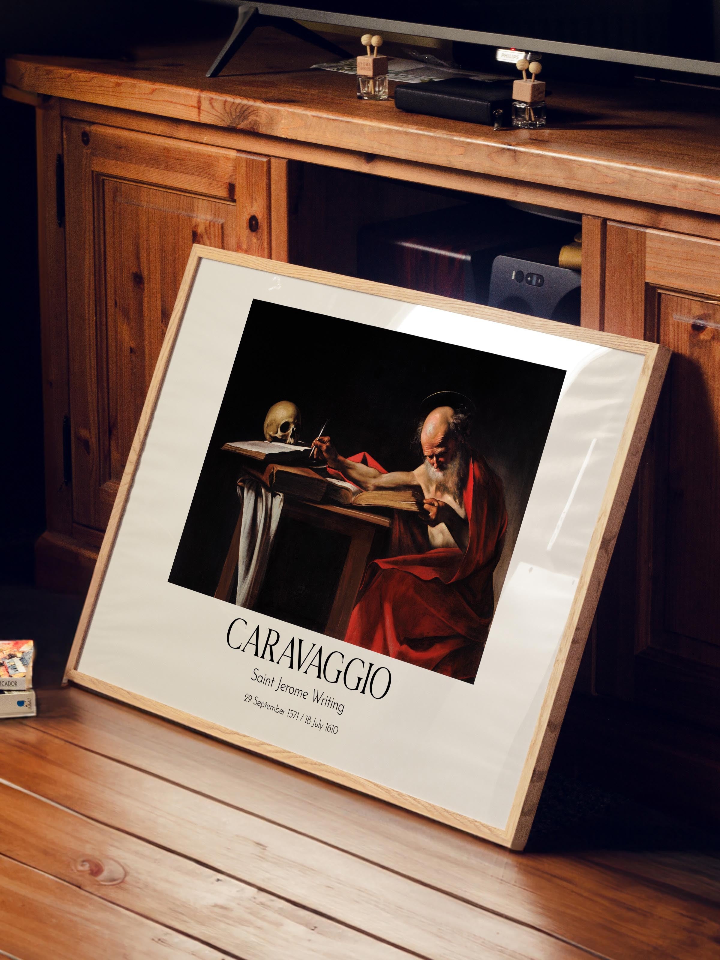 Caravaggio - Saint Jerome Writing, Ahşap Çerçeveli Tablo, Sanat Serisi NO:111658
