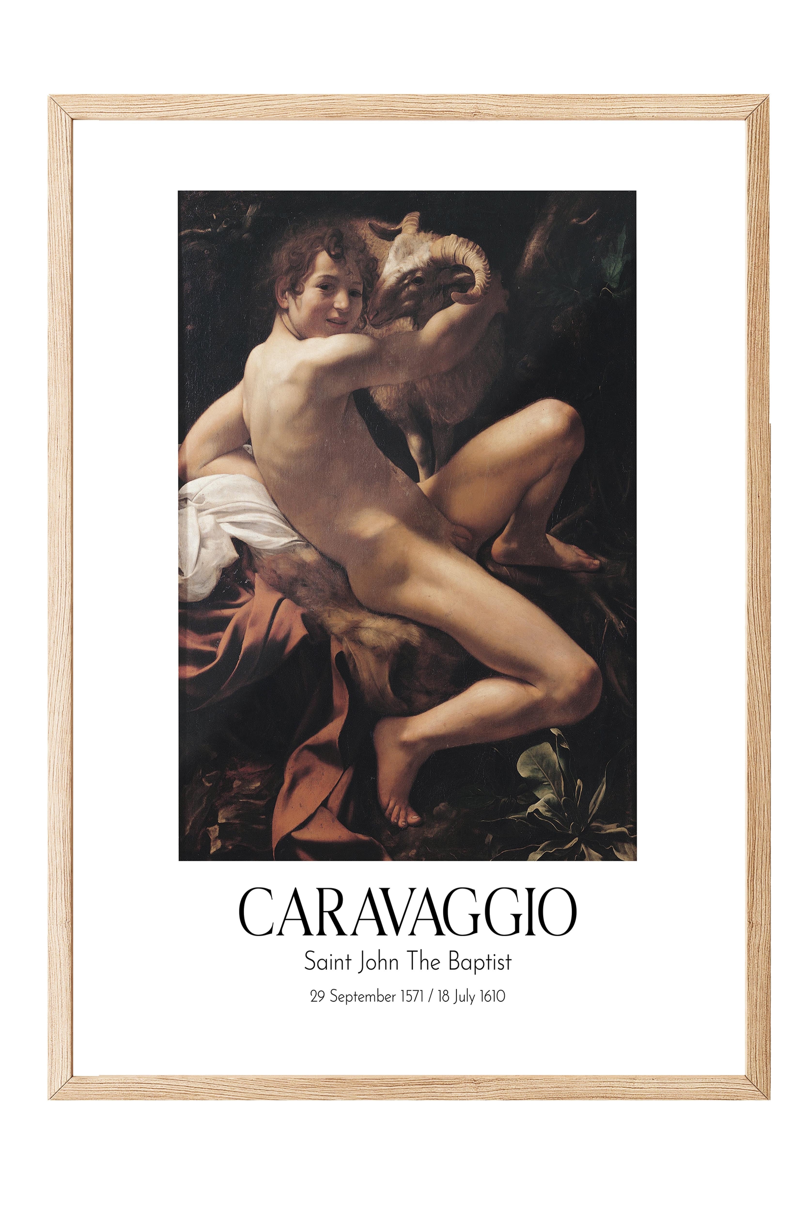 Caravaggio - Saint John The Baptist, Ahşap Çerçeveli Tablo, Sanat Serisi NO:111648