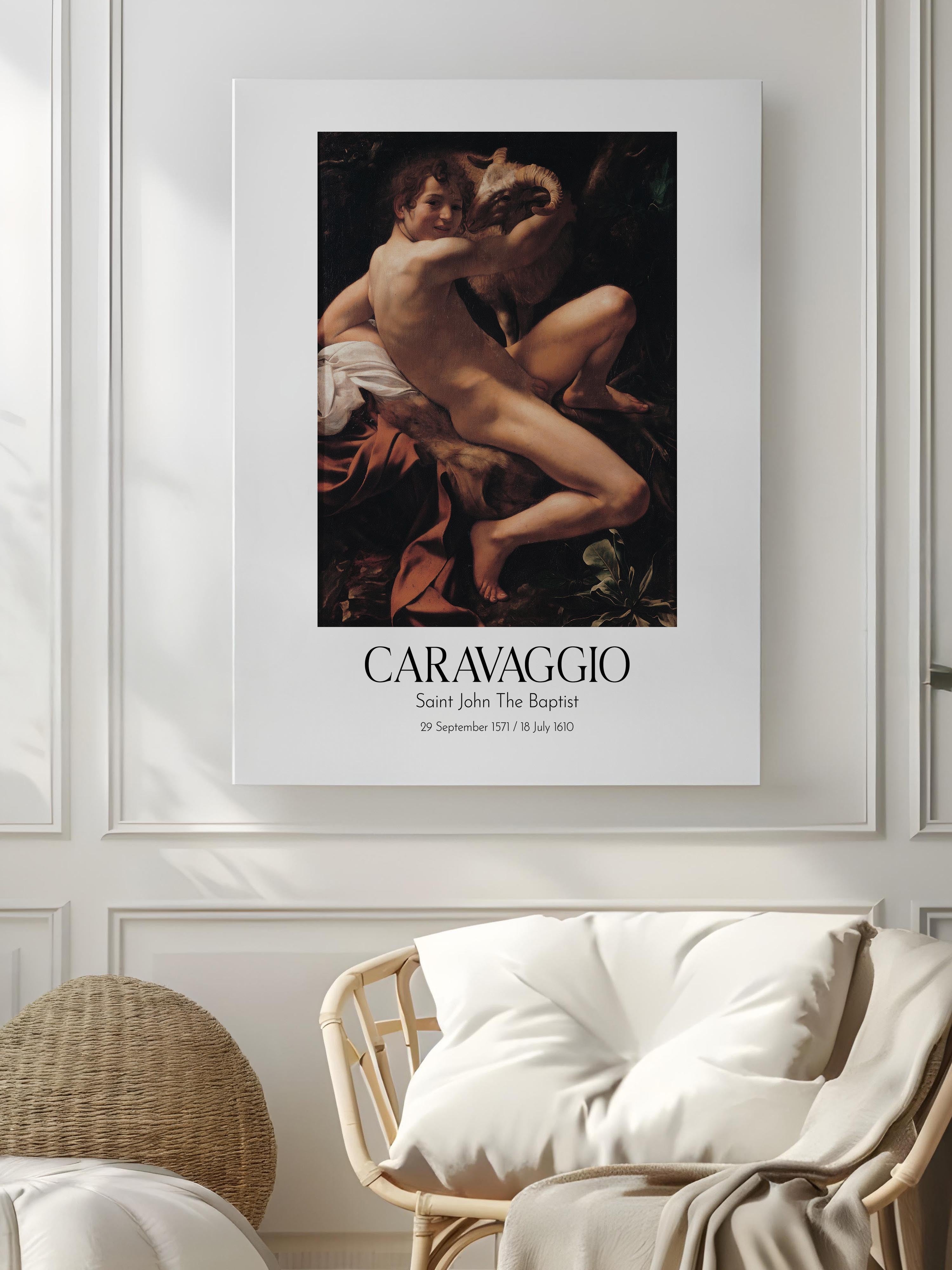 Caravaggio - Saint John The Baptist, Kanvas Tablo, Sanat Serisi NO:111648