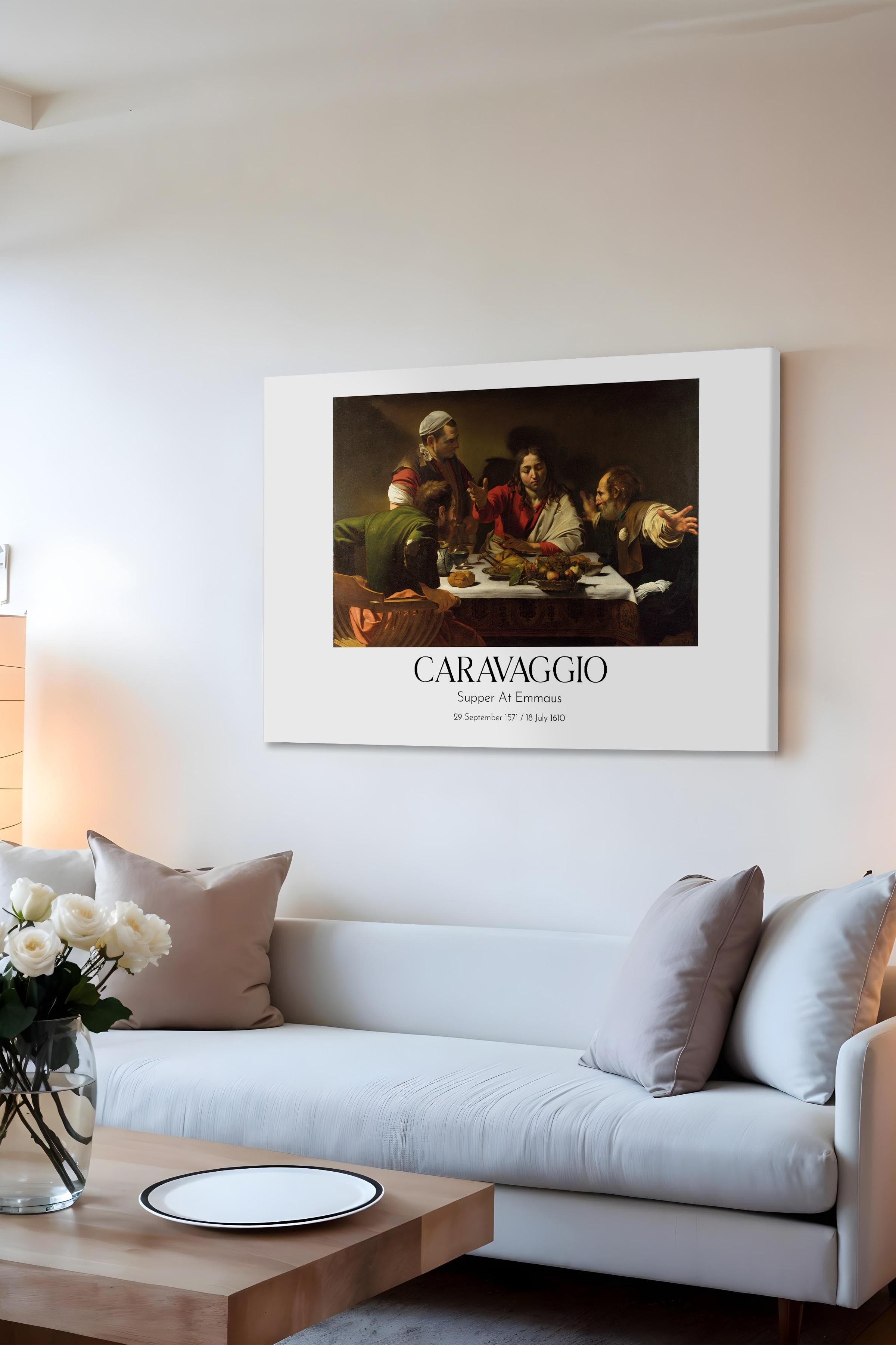 Caravaggio - Supper At Emmaus, Kanvas Tablo, Sanat Serisi NO:111659