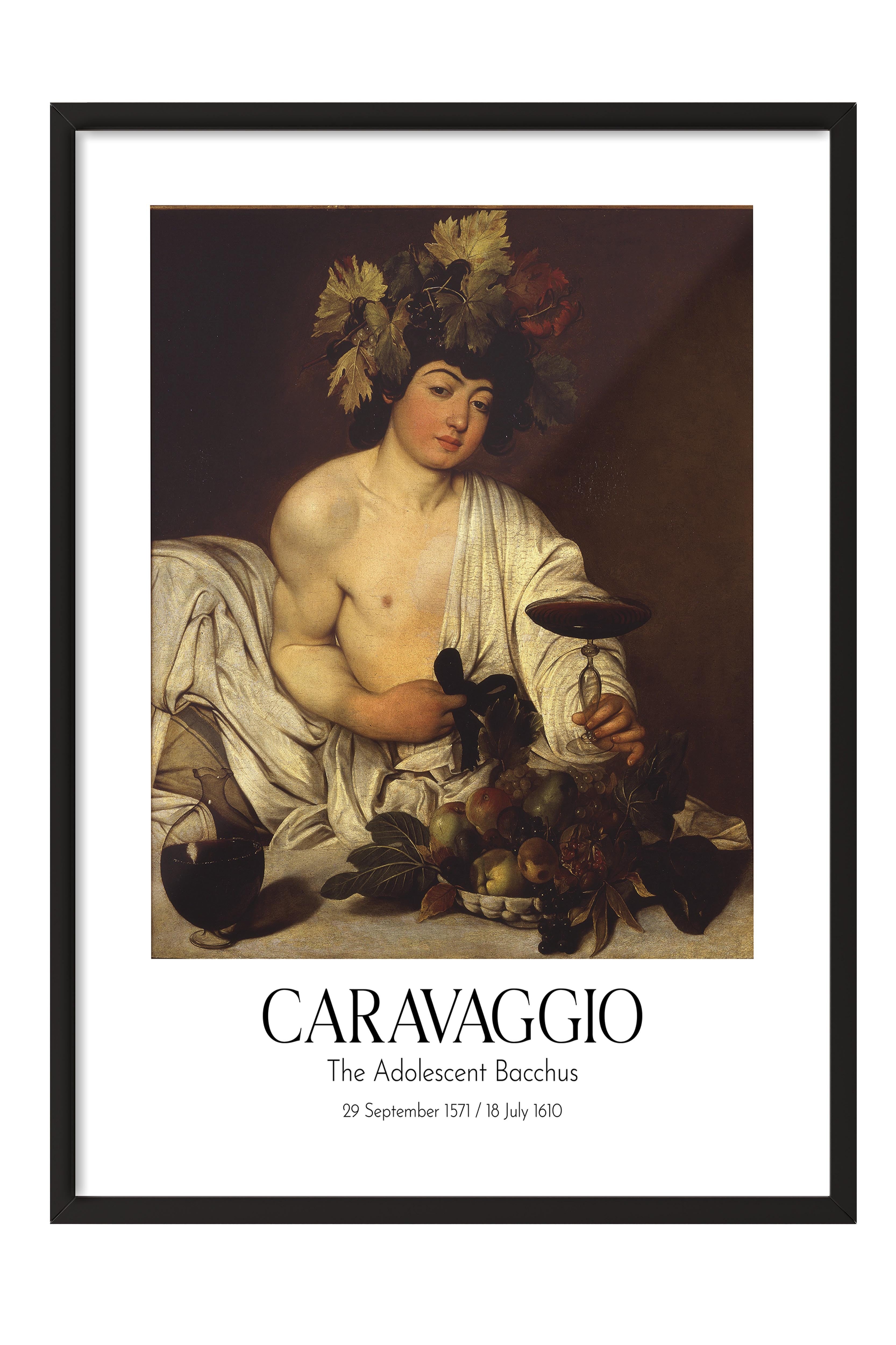 Caravaggio - The Adolescent Bacchus, Siyah Çerçeveli Tablo, Sanat Serisi NO:111650