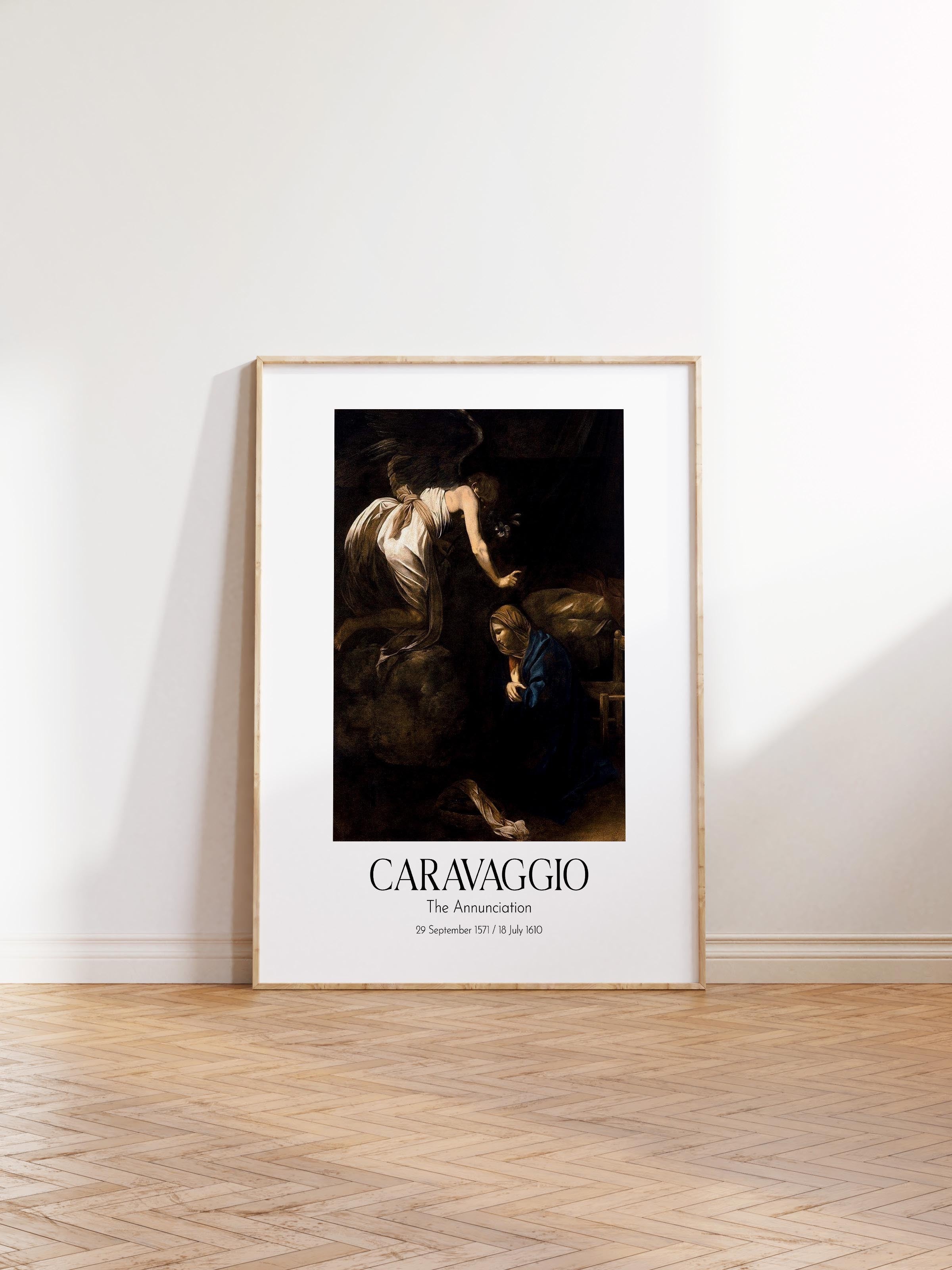 Caravaggio - The Annunciation, Ahşap Çerçeveli Tablo, Sanat Serisi NO:111651